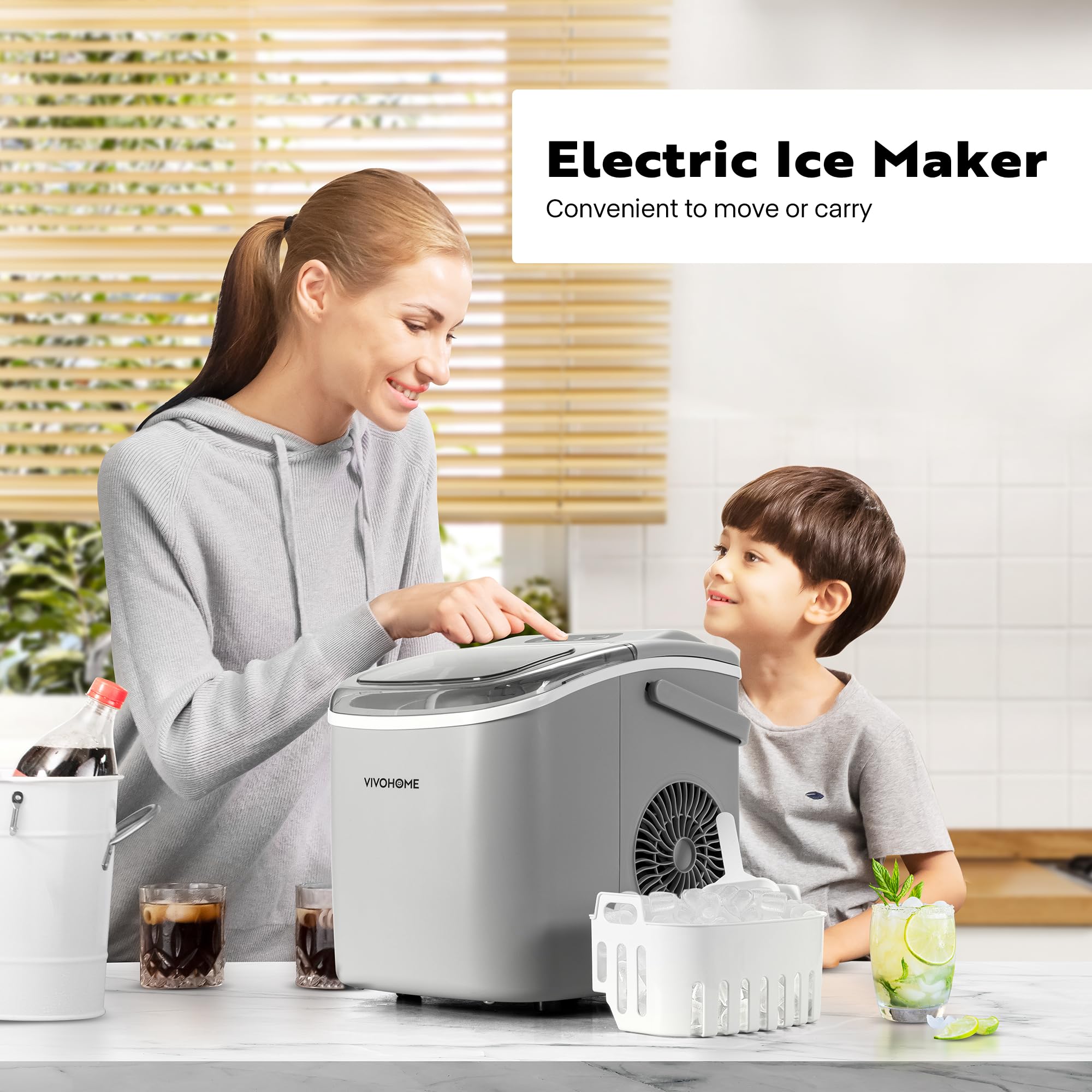 Foto 3 pulgar | Máquina Para Hacer Cubitos De Hielo Vivohome, Eléctrica, Portátil, 12 Kg/día, Color Plateado - Venta Internacional.