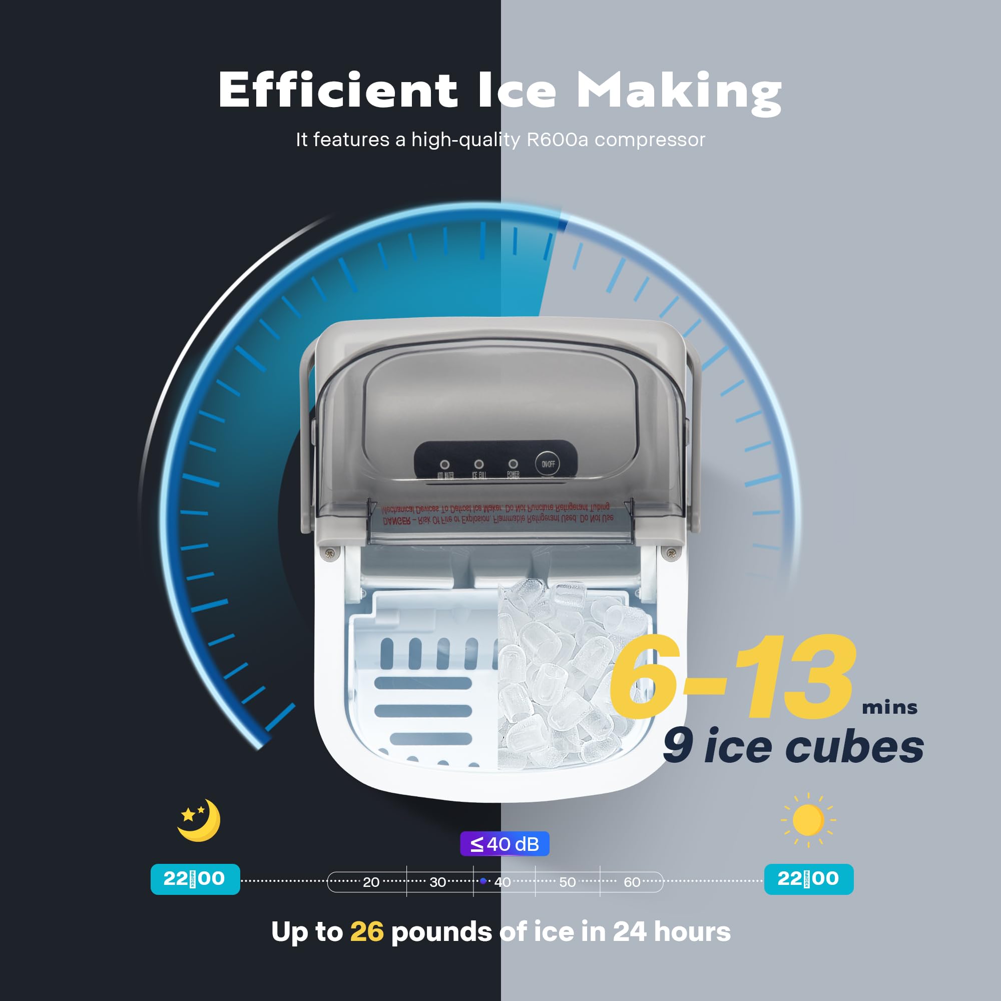 Foto 4 pulgar | Máquina Para Hacer Cubitos De Hielo Vivohome, Eléctrica, Portátil, 12 Kg/día, Color Plateado - Venta Internacional.