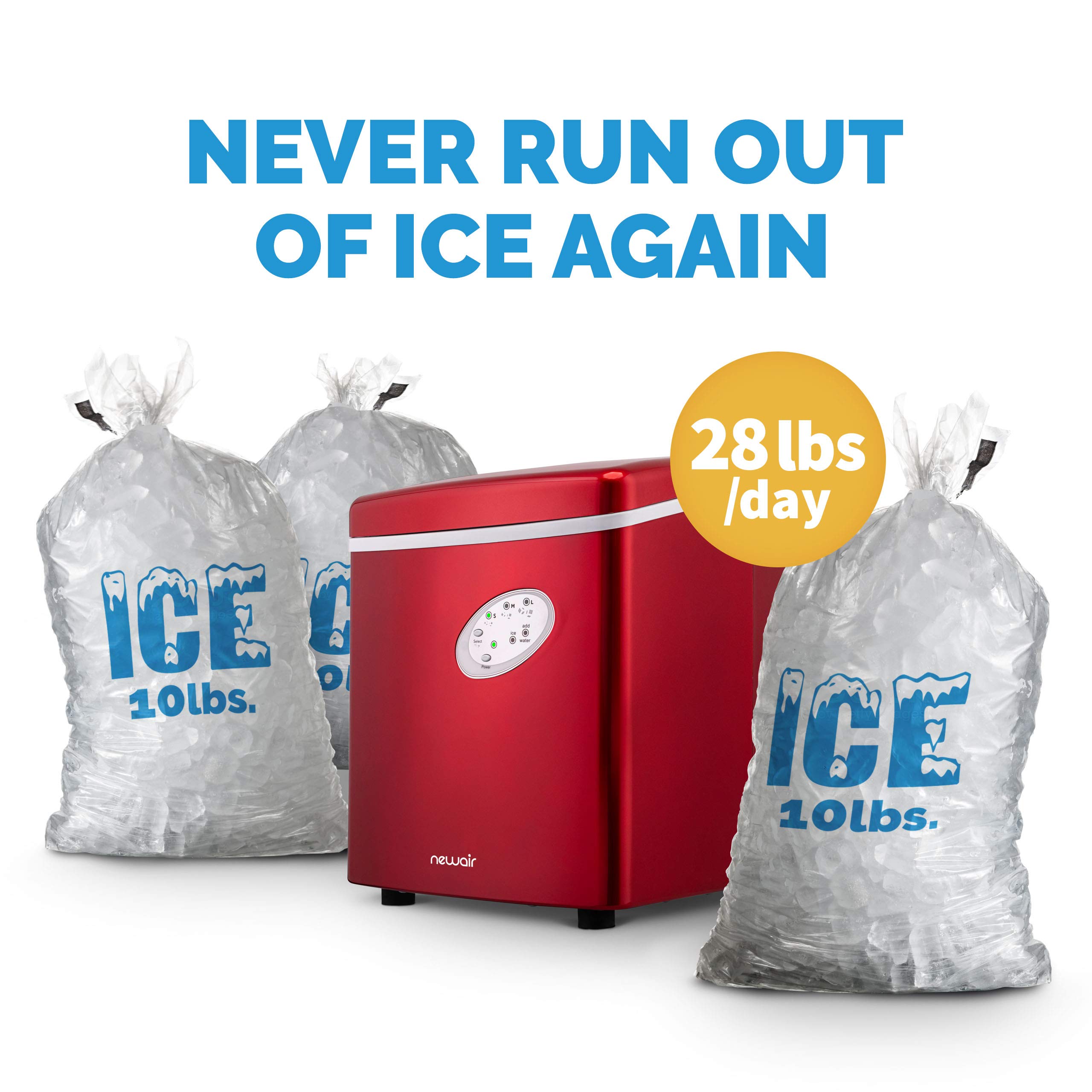Foto 3 | Máquina Para Hacer Hielo Newair Bullet, 28 Libras/día, Encimera, Sin Bpa, Roja - Venta Internacional.