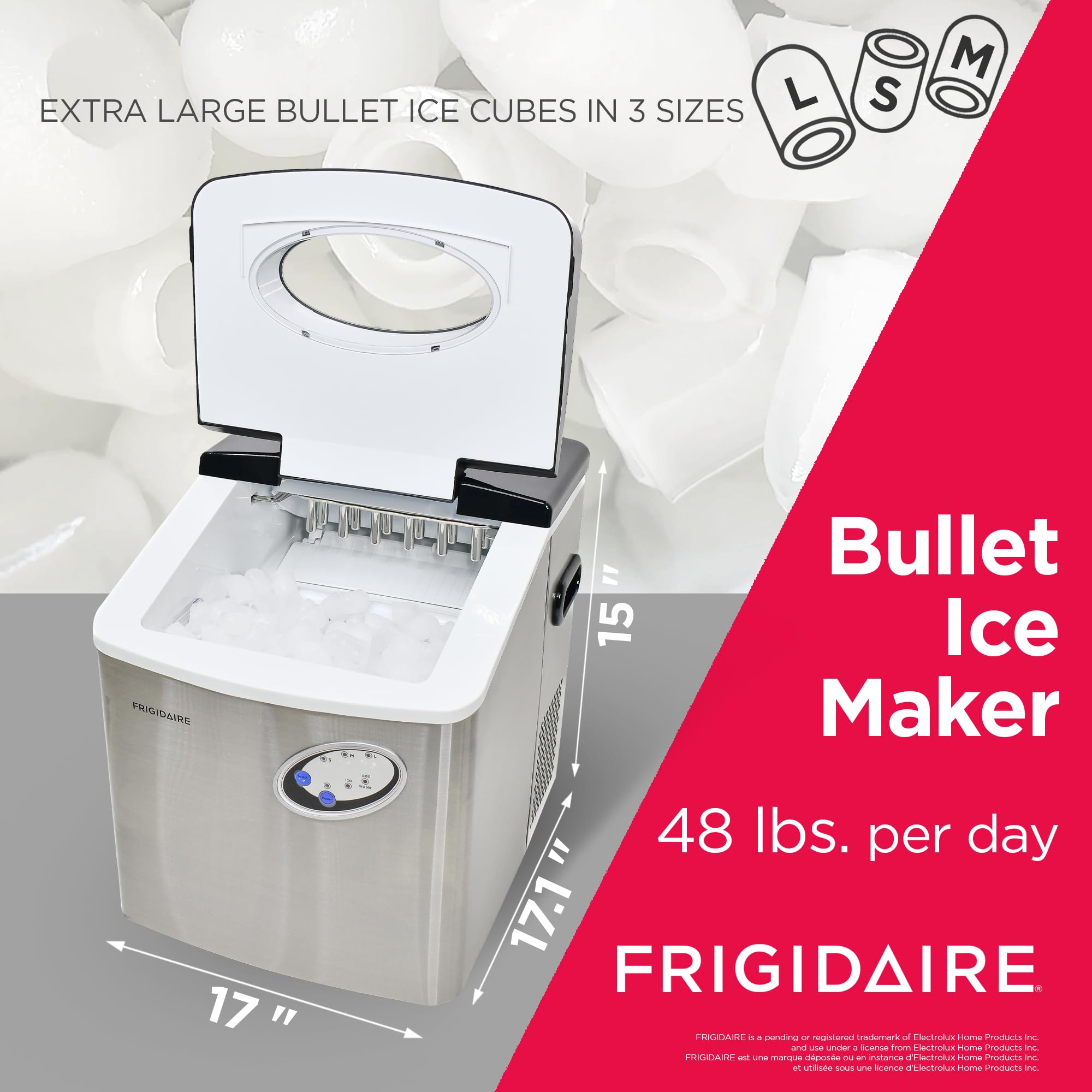 Foto 3 pulgar | Máquina De Hielo Frigidaire Efic115 De Acero Inoxidable, 22 Kg Por Día - Venta Internacional.
