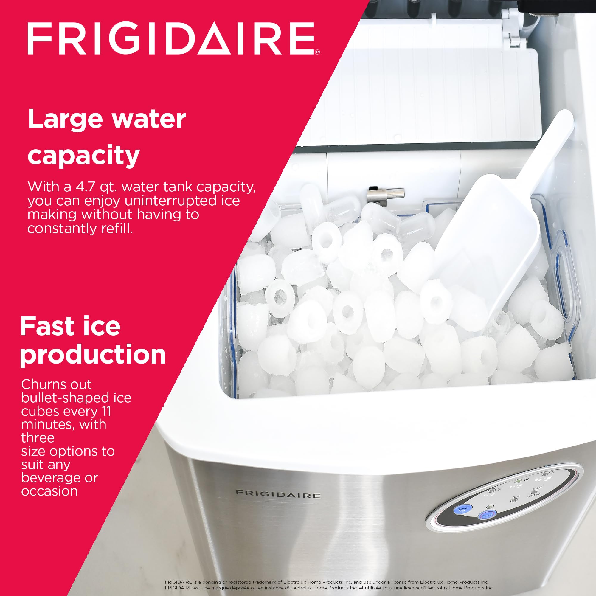 Foto 5 pulgar | Máquina De Hielo Frigidaire Efic115 De Acero Inoxidable, 22 Kg Por Día - Venta Internacional.