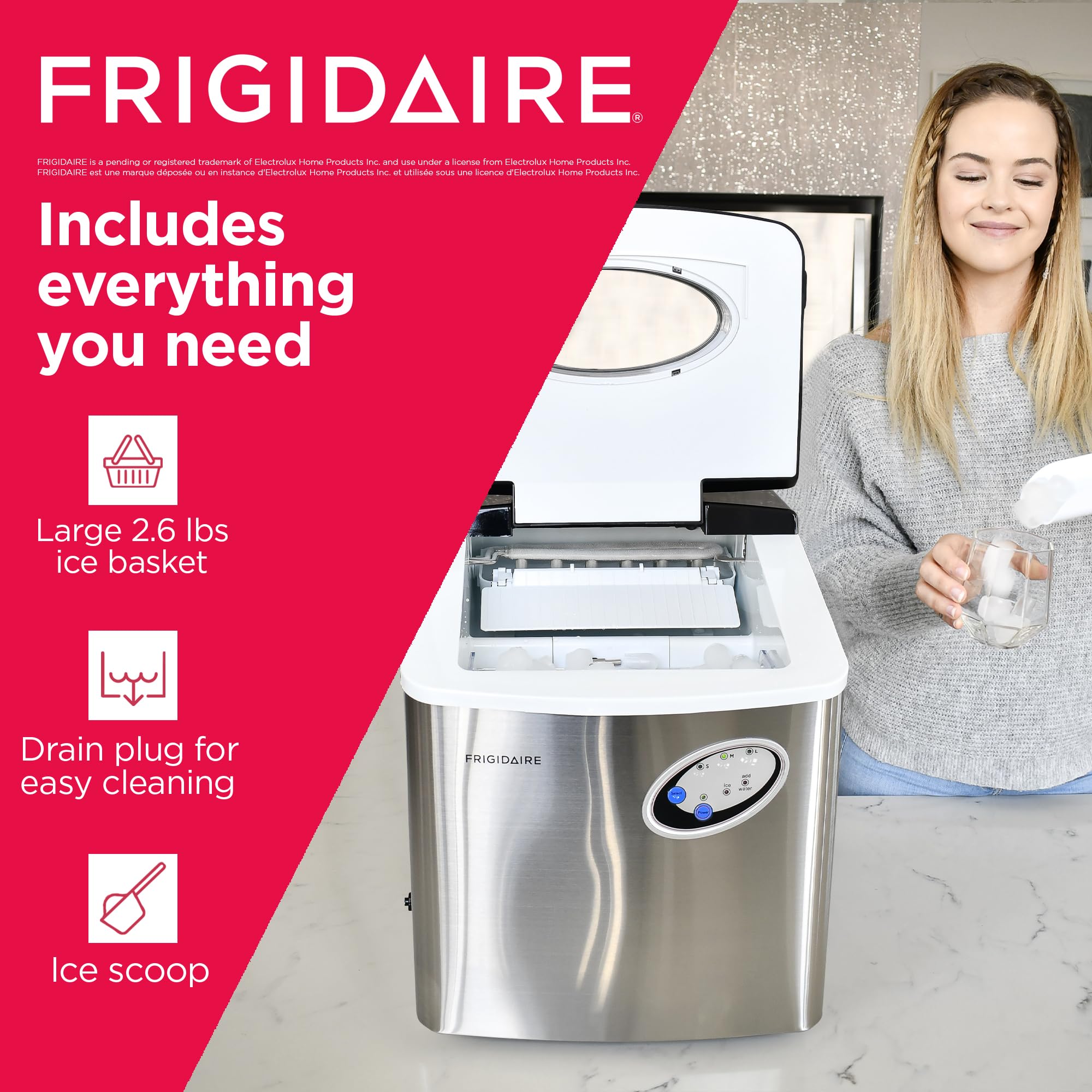 Foto 6 pulgar | Máquina De Hielo Frigidaire Efic115 De Acero Inoxidable, 22 Kg Por Día - Venta Internacional.