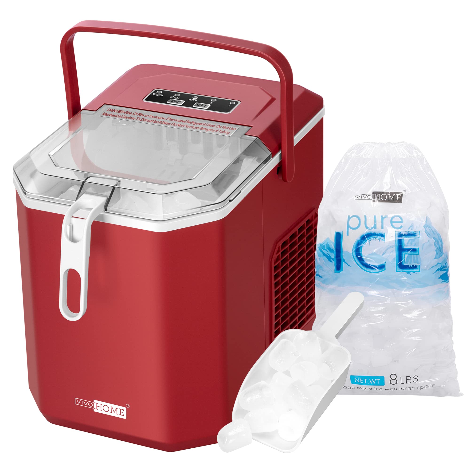 Foto 2 pulgar | Máquina Para Hacer Cubitos De Hielo Vivohome, Eléctrica, Portátil, 26.5 Libras/día, Roja - Venta Internacional.