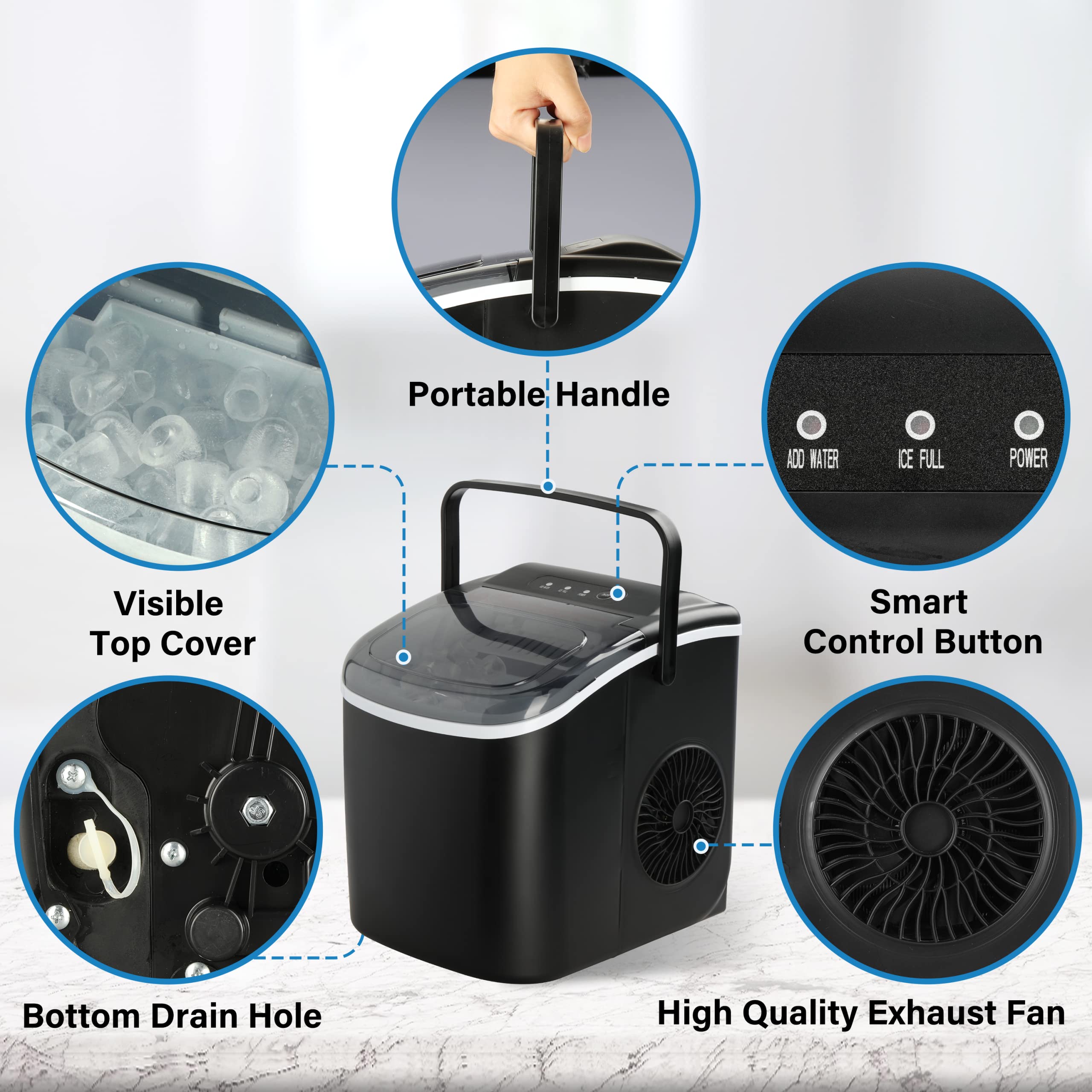 Foto 5 pulgar | Máquina Para Hacer Hielo Simple Deluxe, 26 Libras/24 Horas, Negra - Venta Internacional.