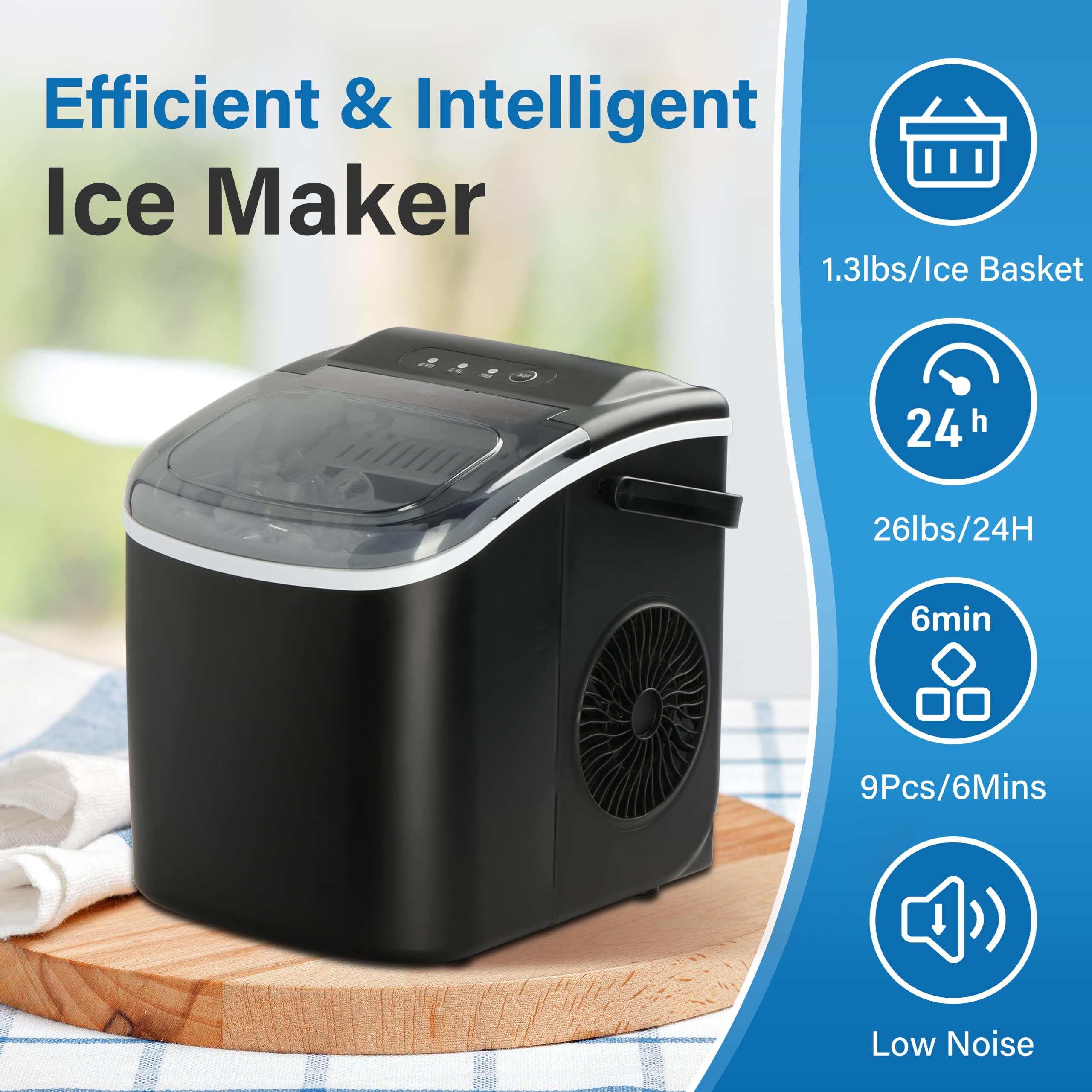 Foto 6 pulgar | Máquina Para Hacer Hielo Simple Deluxe, 26 Libras/24 Horas, Negra - Venta Internacional.