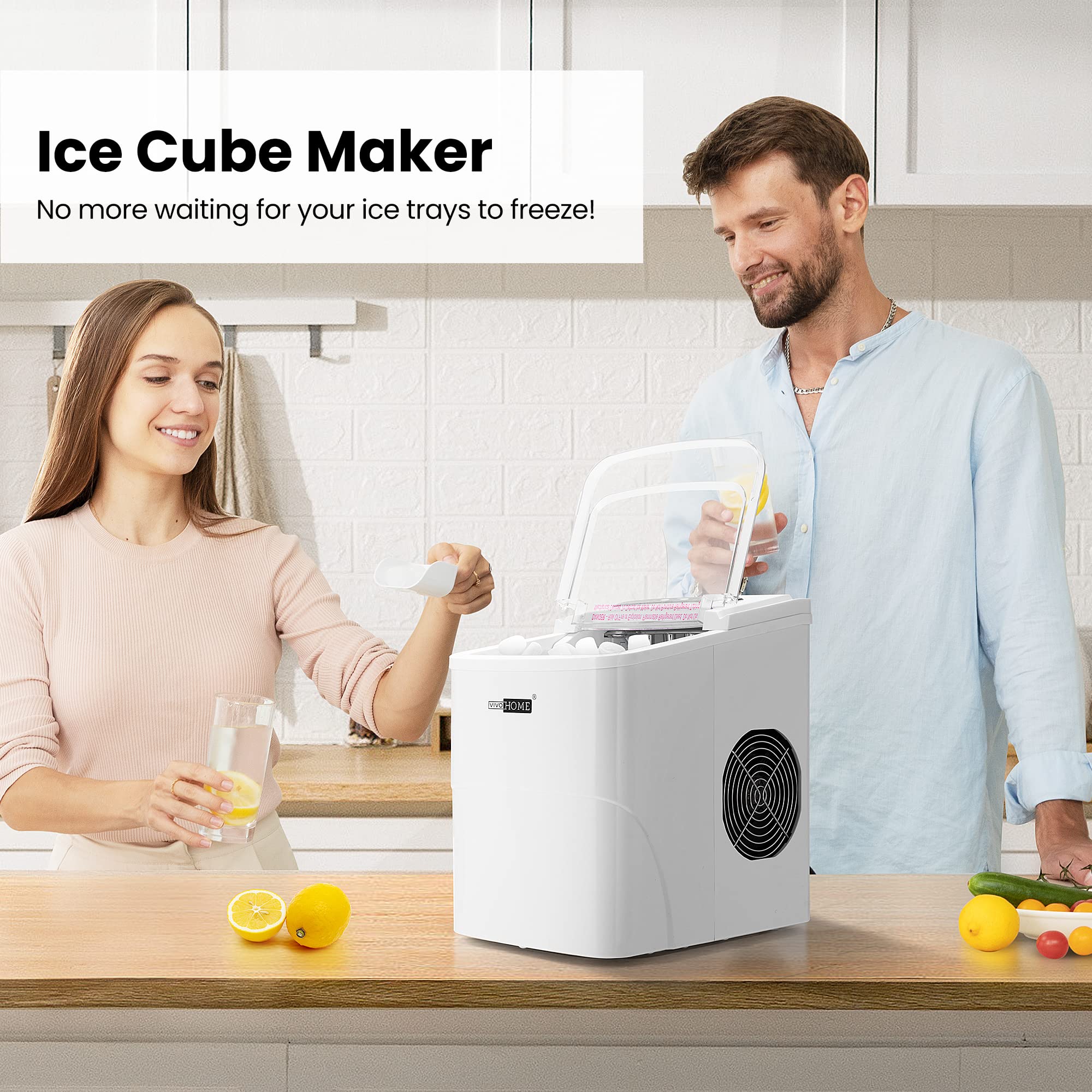 Foto 3 pulgar | Máquina Para Hacer Cubitos De Hielo Vivohome, Eléctrica, Portátil, Blanca, 12 Kg/día - Venta Internacional.