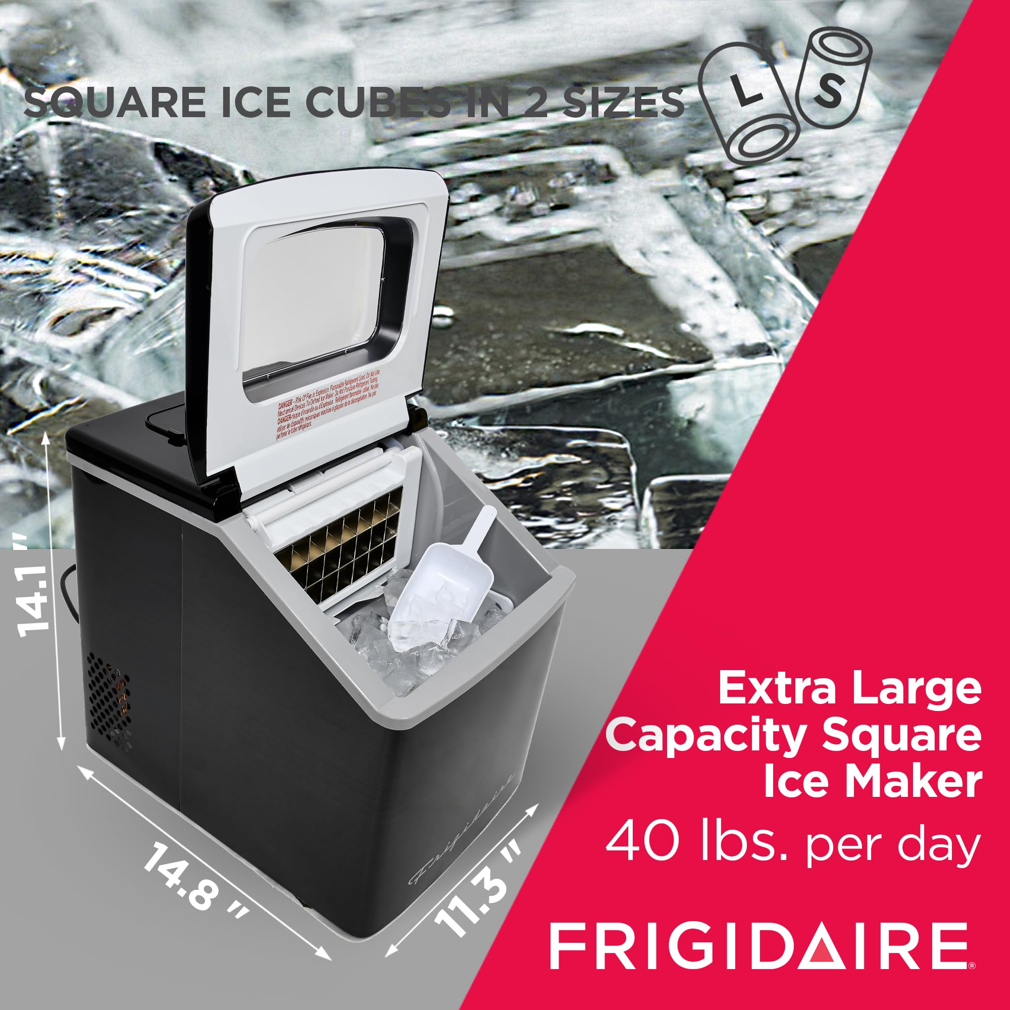 Foto 3 pulgar | Máquina De Hielo Frigidaire Efic452-ssblack Xl Negra Inoxidable 18 Kg - Venta Internacional.
