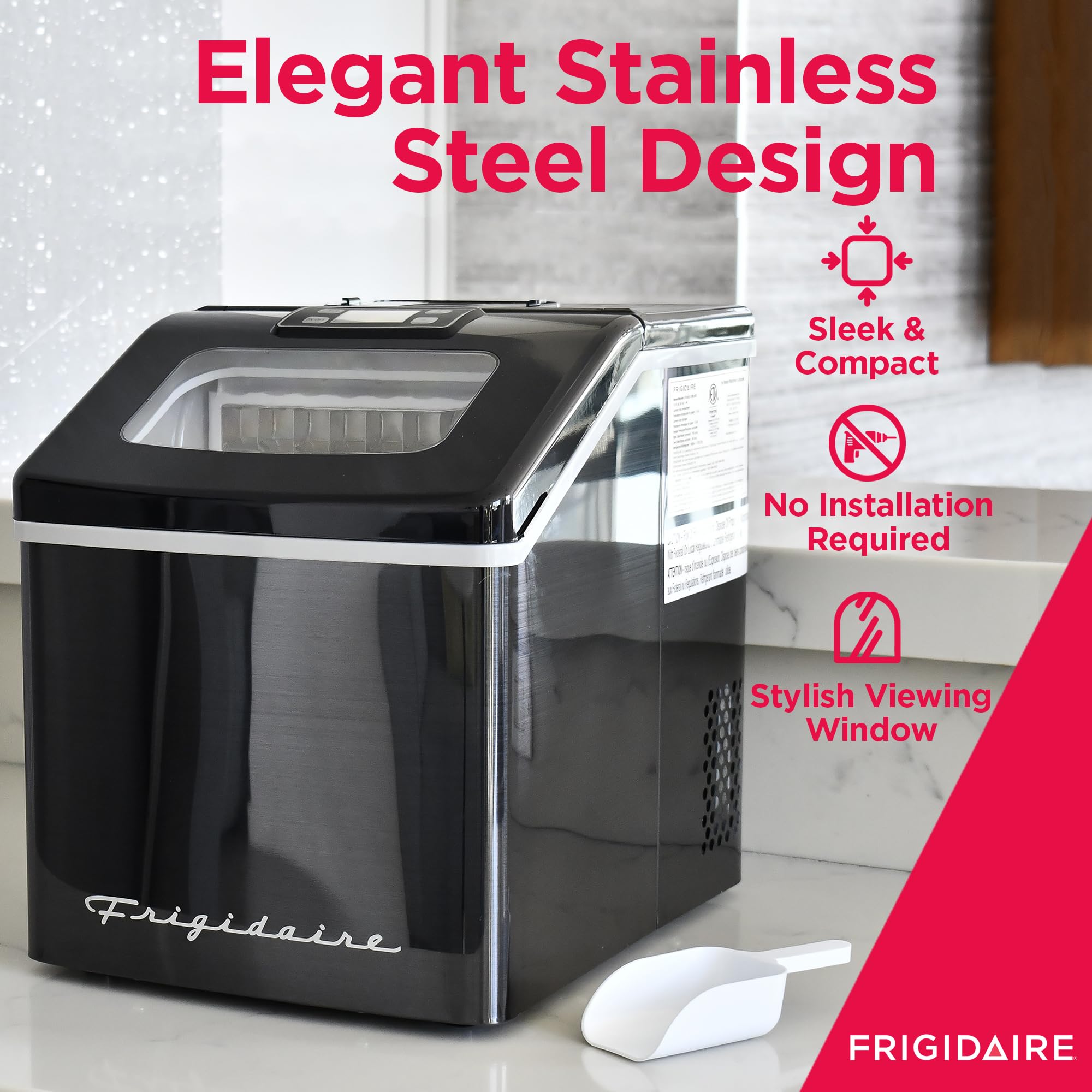 Foto 4 pulgar | Máquina De Hielo Frigidaire Efic452-ssblack Xl Negra Inoxidable 18 Kg - Venta Internacional.