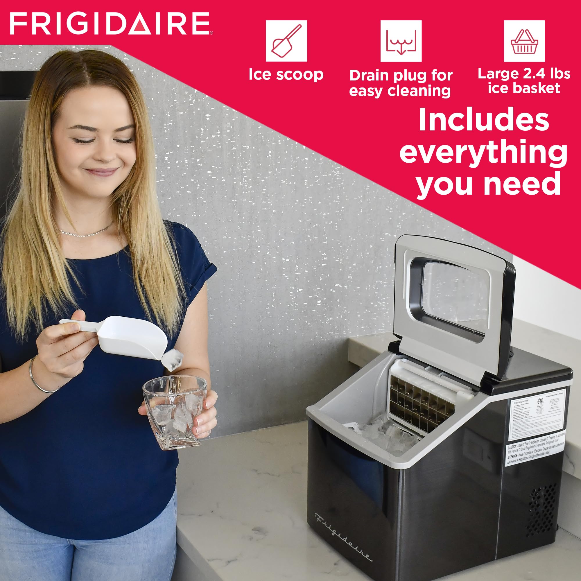 Foto 6 pulgar | Máquina De Hielo Frigidaire Efic452-ssblack Xl Negra Inoxidable 18 Kg - Venta Internacional.
