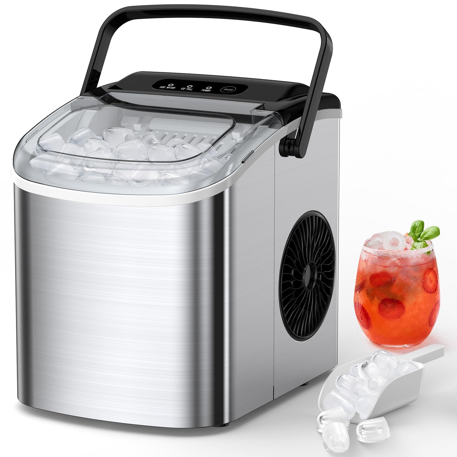 Máquina De Hielo Joy Pebble Para Encimera, Autolimpiante, 26,5 Libras/24 Horas - Venta Internacional.