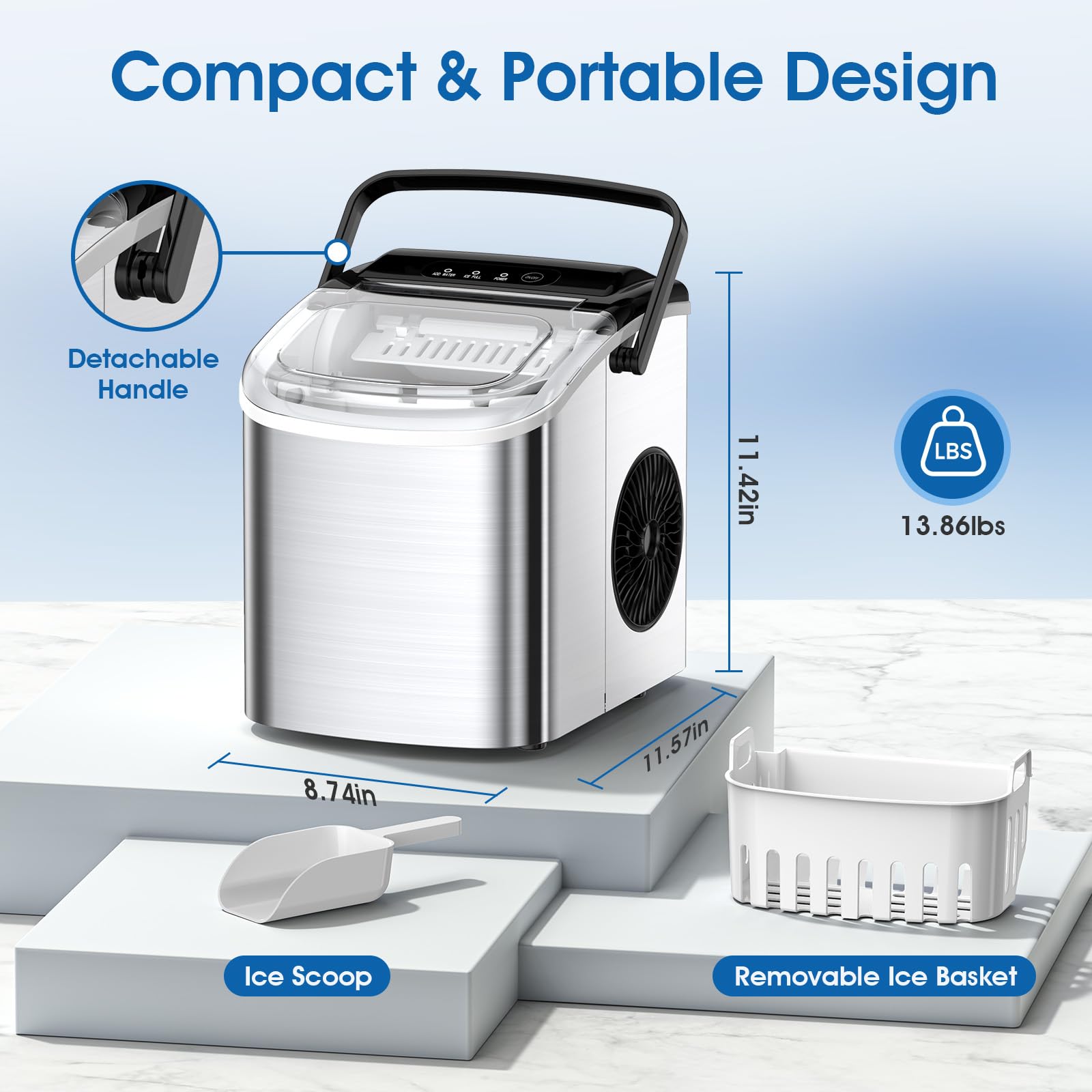 Foto 4 | Máquina De Hielo Joy Pebble Para Encimera, Autolimpiante, 26,5 Libras/24 Horas - Venta Internacional.