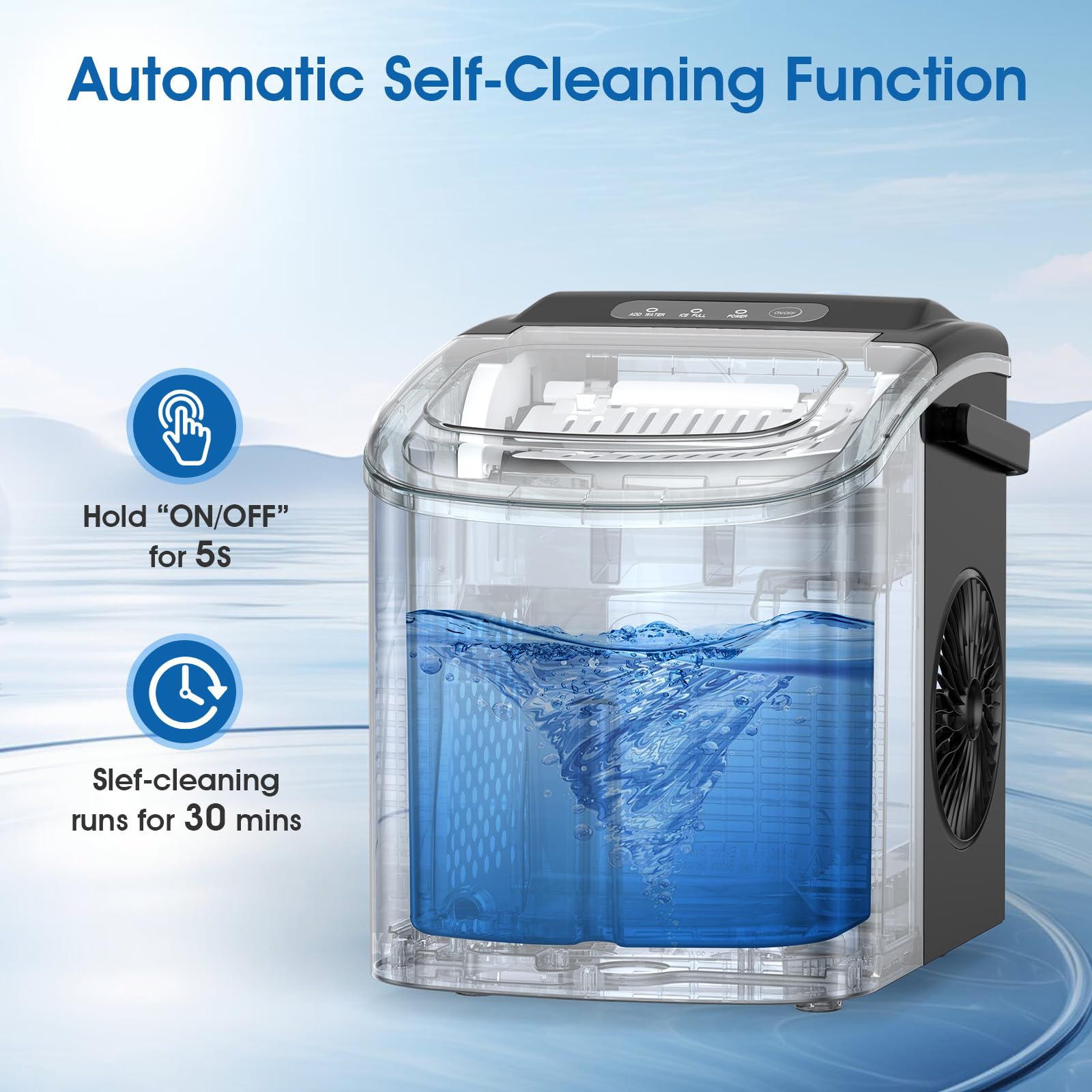 Foto 5 | Máquina De Hielo Joy Pebble Para Encimera, Autolimpiante, 26,5 Libras/24 Horas - Venta Internacional.