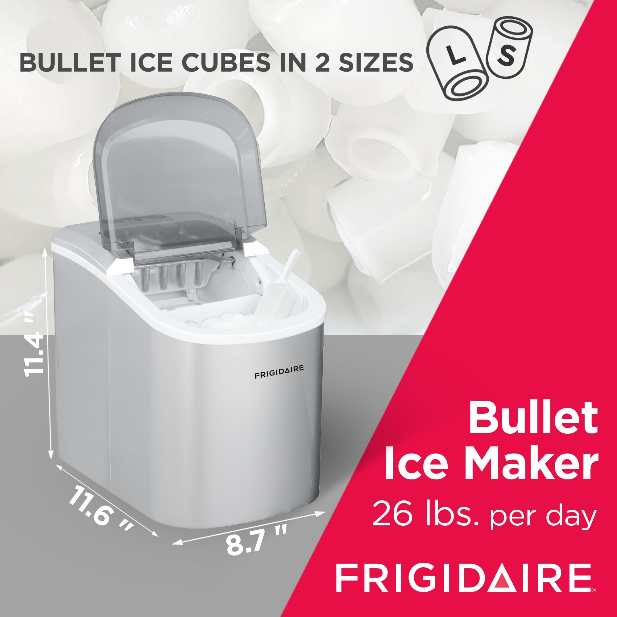 Foto 4 pulgar | Máquina De Hielo Frigidaire Efic189 Para Encimera, 12 Kg, Plata, 26 Libras/día - Venta Internacional.
