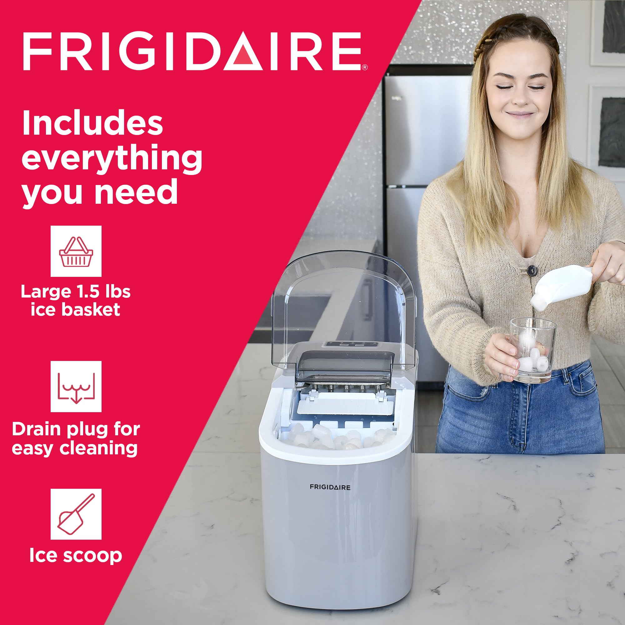 Foto 4 | Máquina De Hielo Frigidaire Efic189 Para Encimera, 12 Kg, Plata, 26 Libras/día - Venta Internacional.