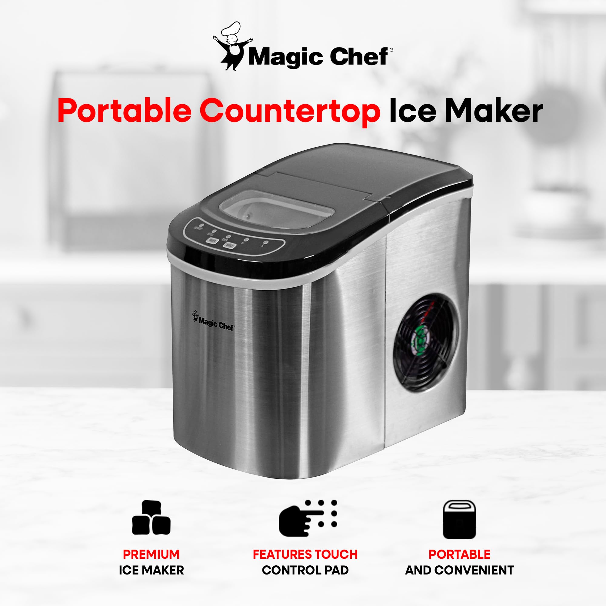 Foto 3 pulgar | Máquina De Hielo Magic Chef, Encimera Portátil, 27 Libras, Acero Inoxidable - Venta Internacional.