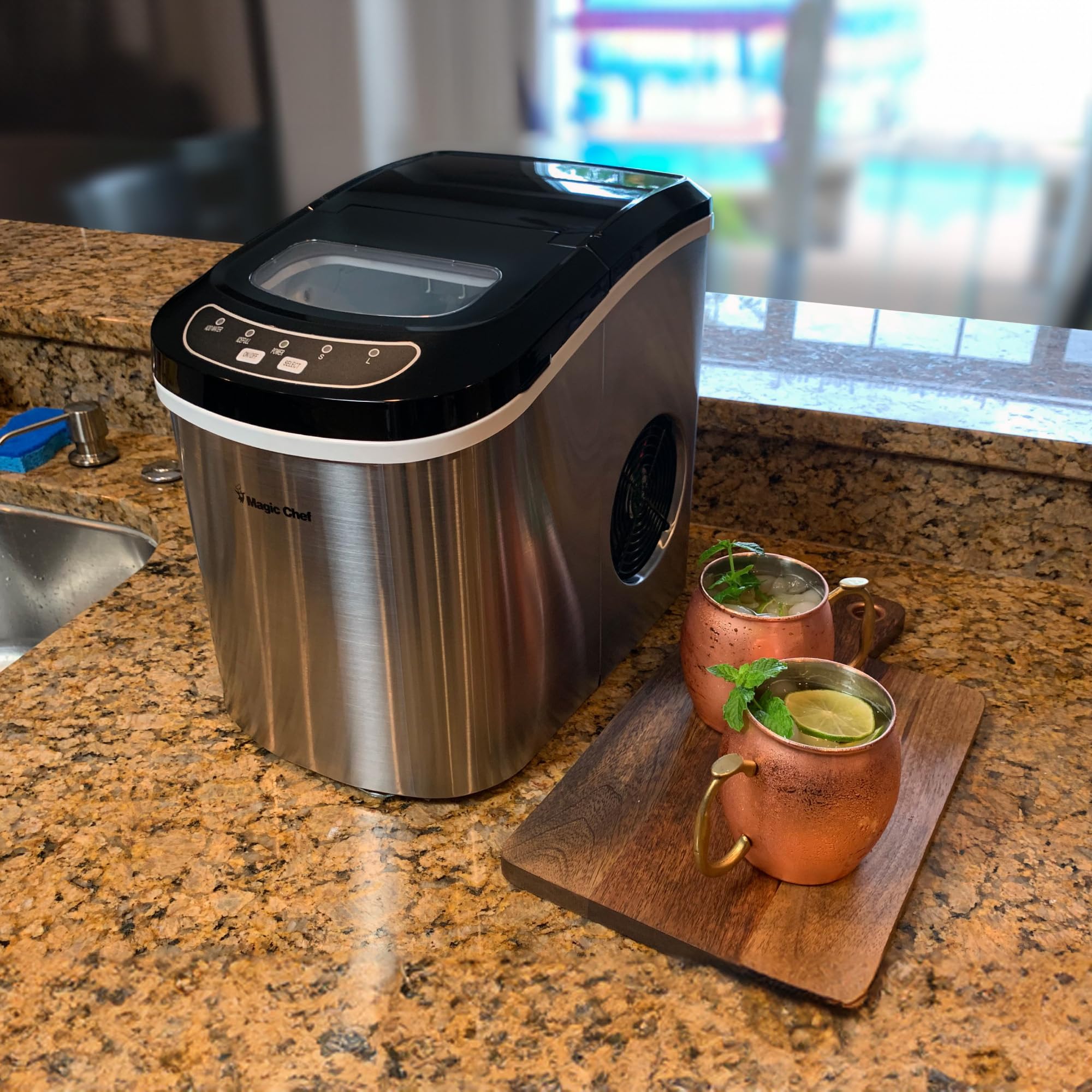 Foto 4 | Máquina De Hielo Magic Chef, Encimera Portátil, 27 Libras, Acero Inoxidable - Venta Internacional.