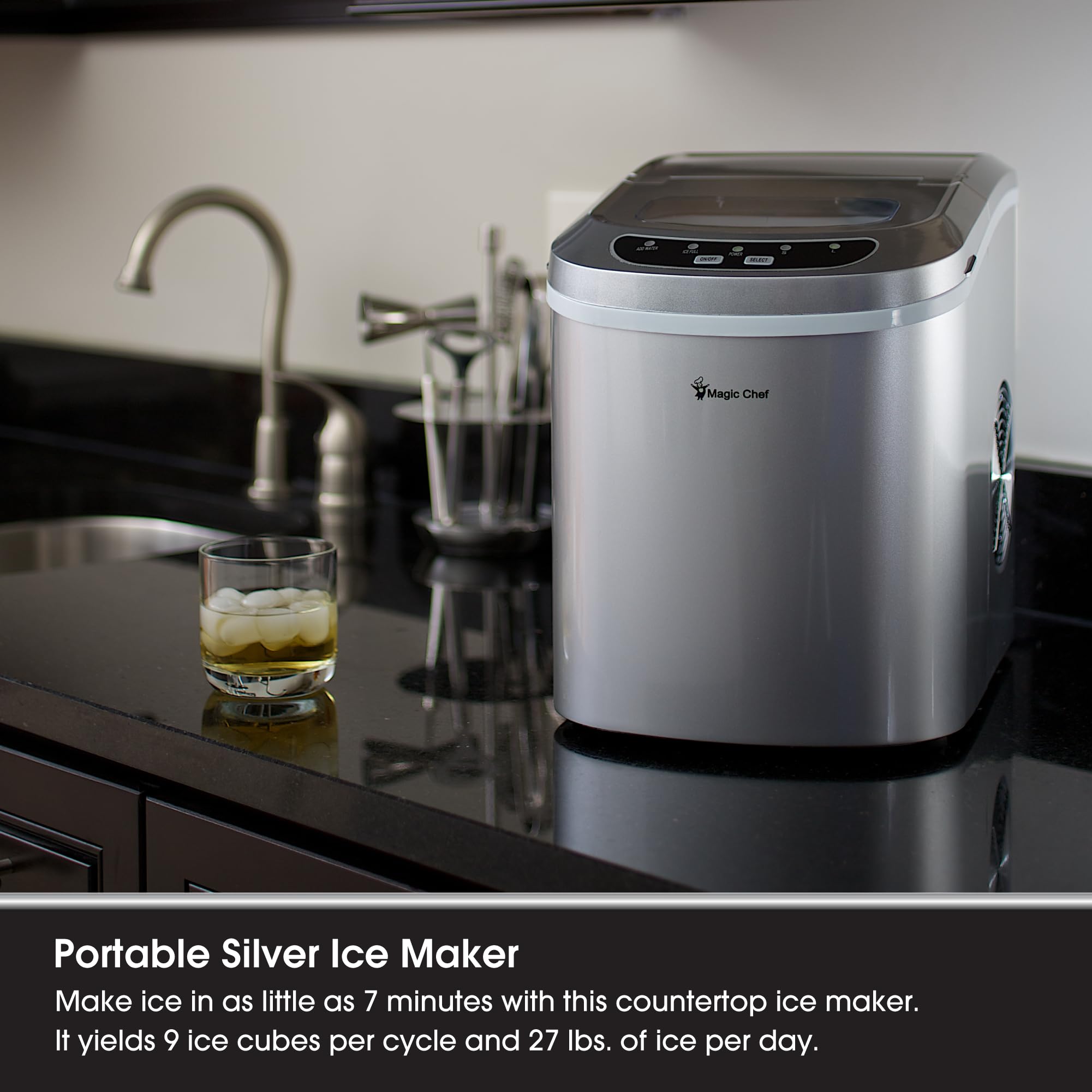 Foto 5 pulgar | Encimera Portátil Ice Maker Magic Chef  27 Libras  Plateada - Venta Internacional.