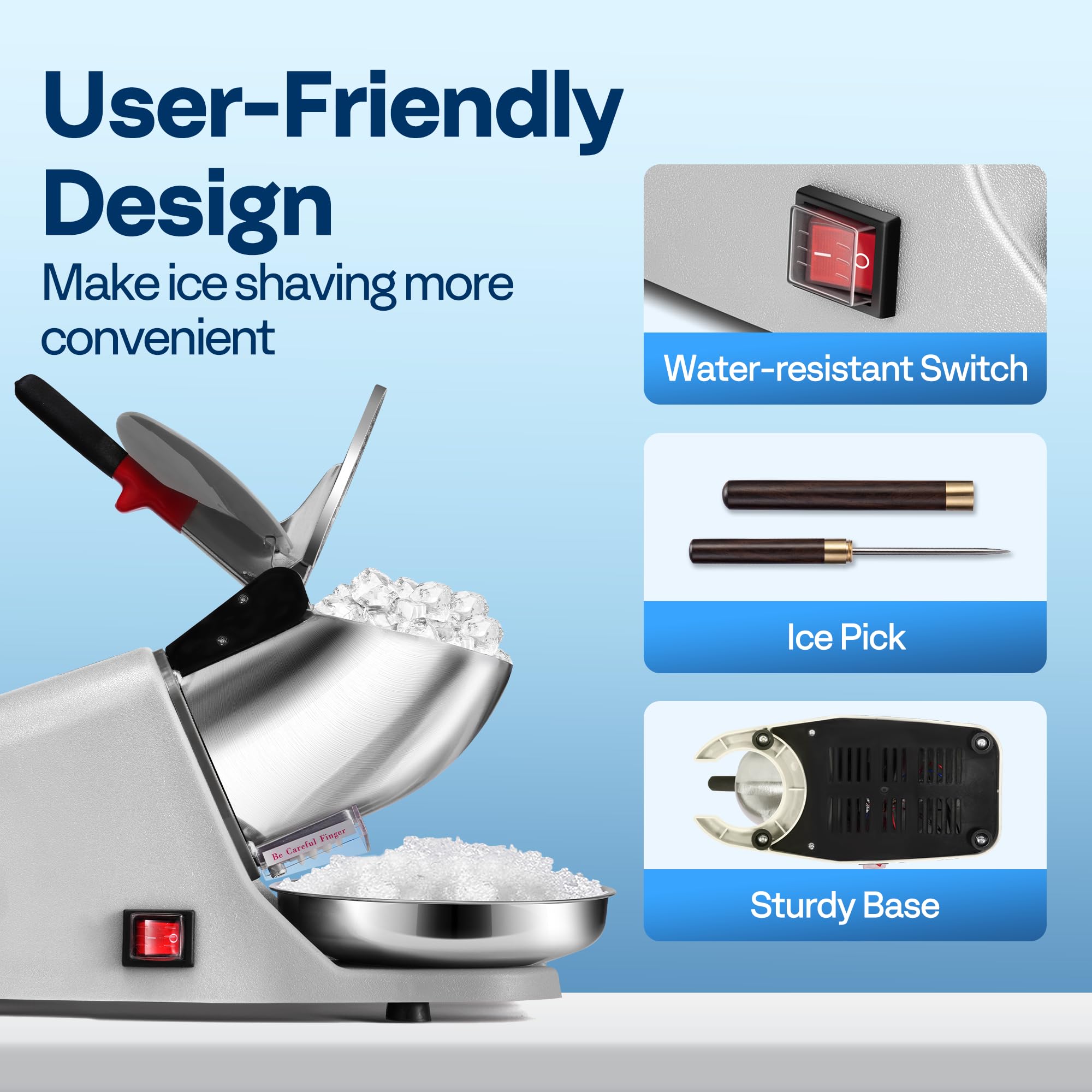 Foto 6 | Trituradora De Hielo Eléctrica Snow Cone Maker Vivohome  210 Libras/hora  Plateada - Venta Internacional.