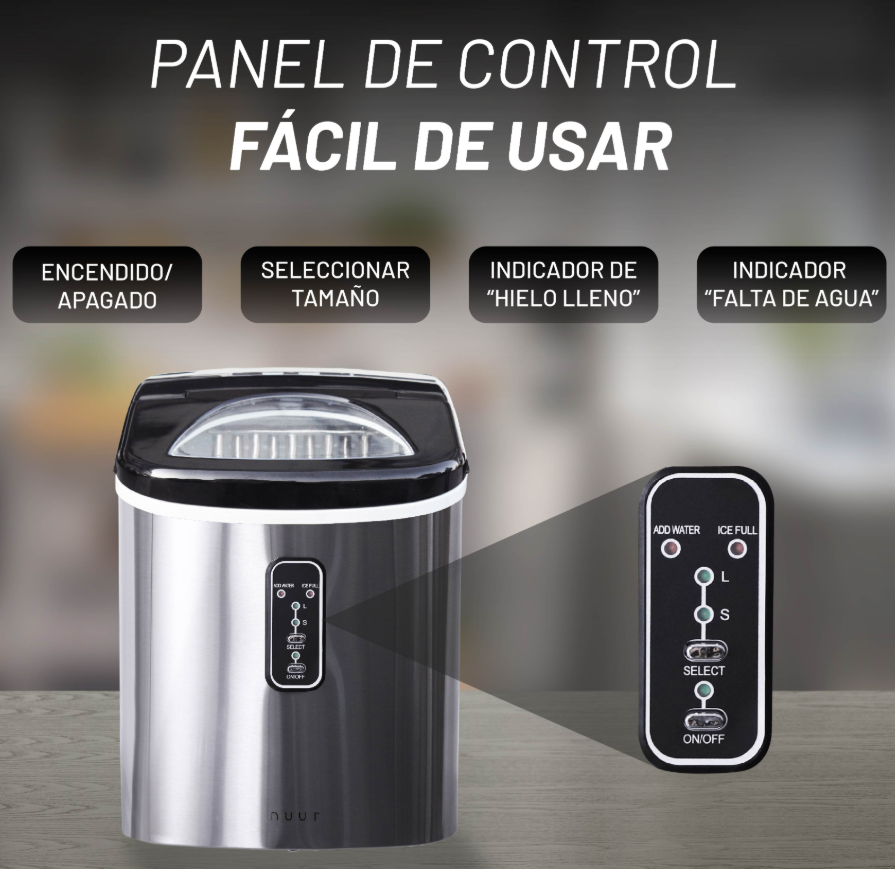 Foto 4 pulgar | Nuur Máquina Para Hacer Hielo 12kg 2.2l Hiel12k