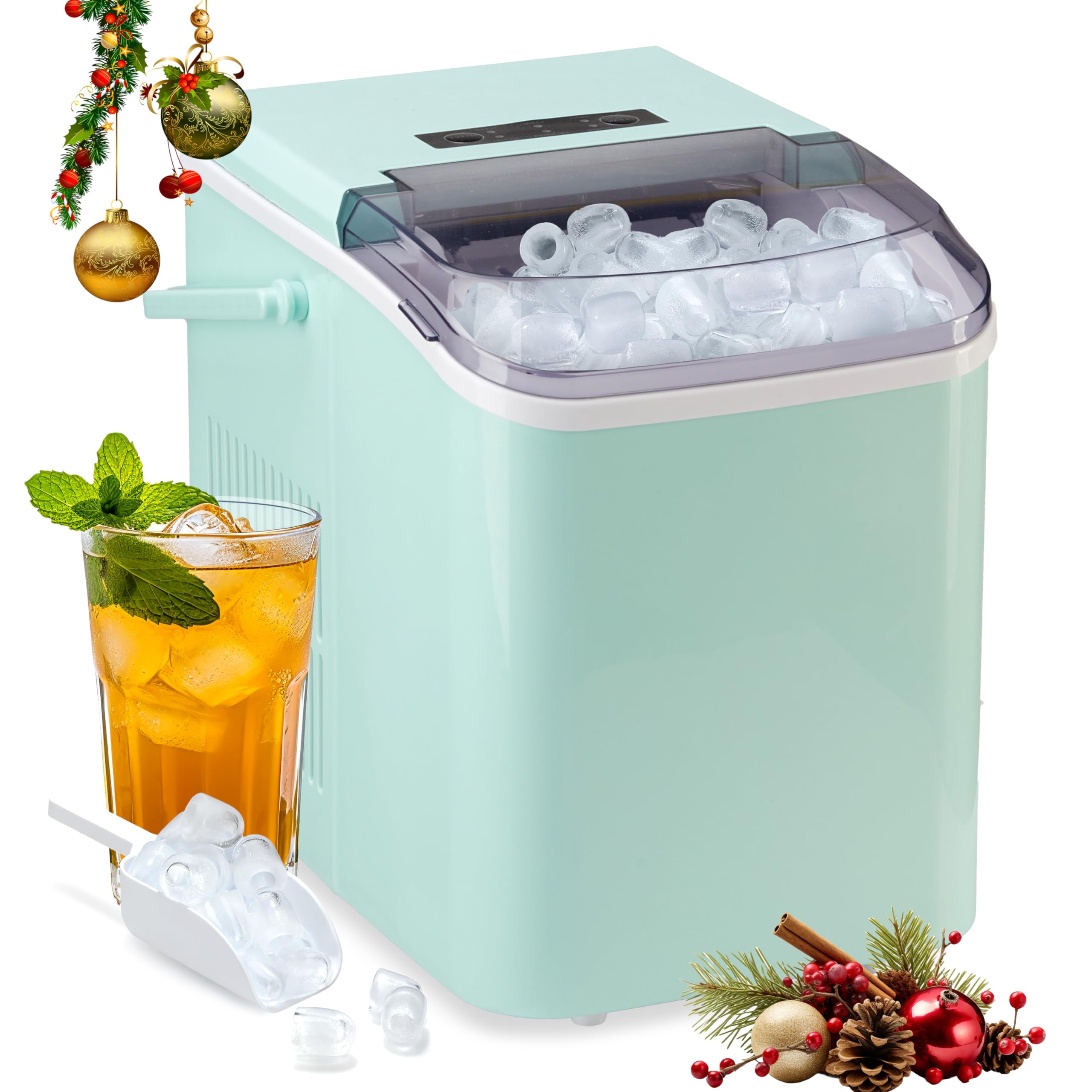 Máquina De Hielo Healsmart Countertop Fast  26 5 Libras/24 Horas  Verde - Venta Internacional.