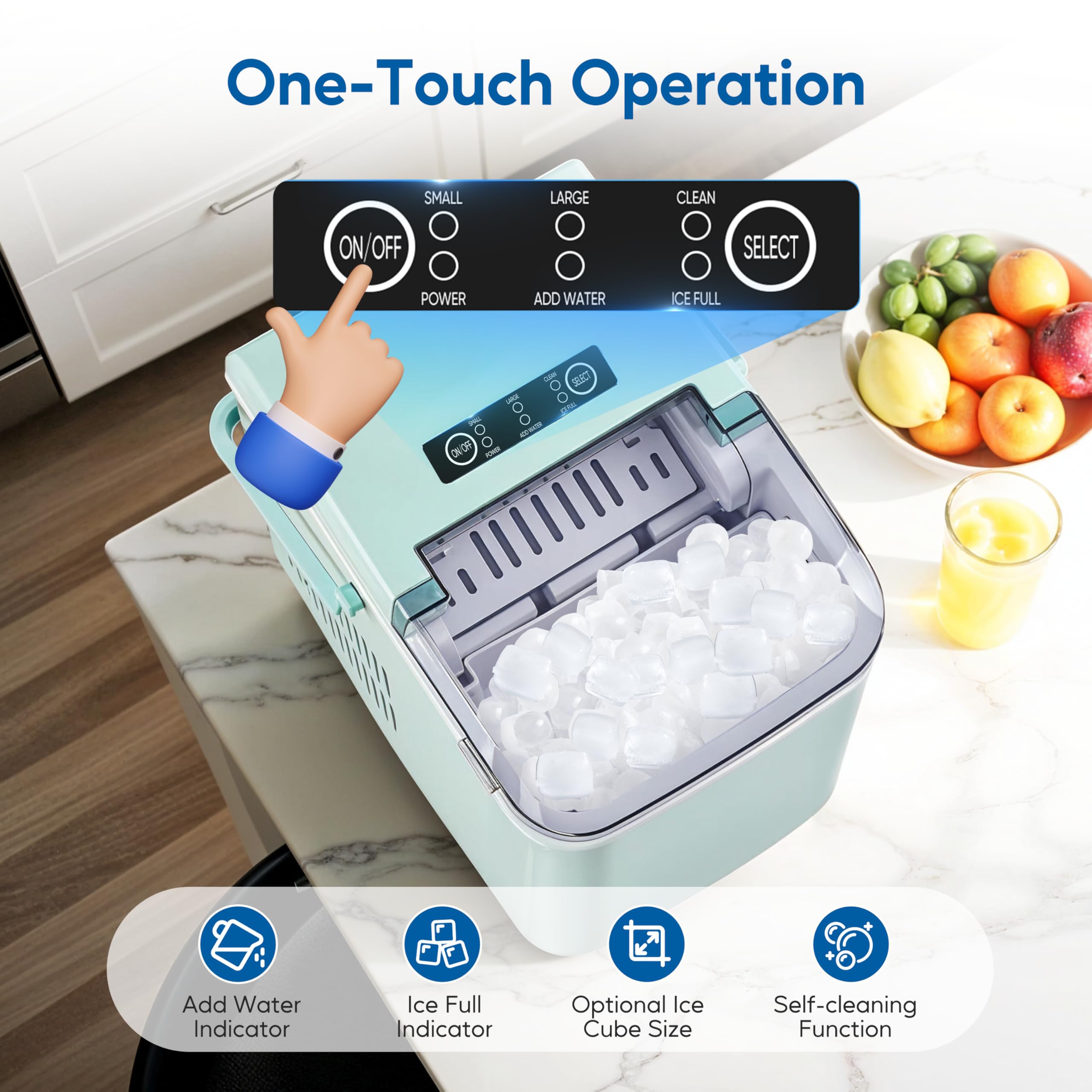 Foto 5 pulgar | Máquina De Hielo Healsmart Countertop Fast  26 5 Libras/24 Horas  Verde - Venta Internacional.