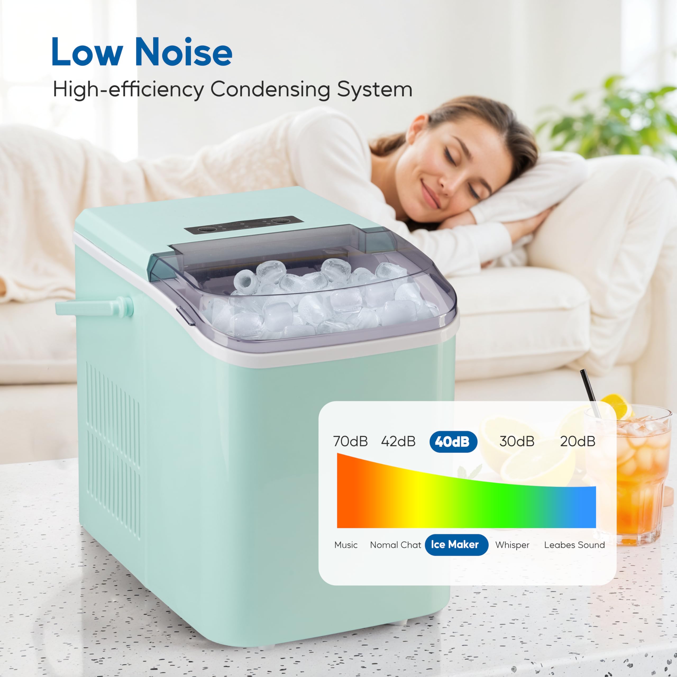 Foto 6 pulgar | Máquina De Hielo Healsmart Countertop Fast  26 5 Libras/24 Horas  Verde - Venta Internacional.