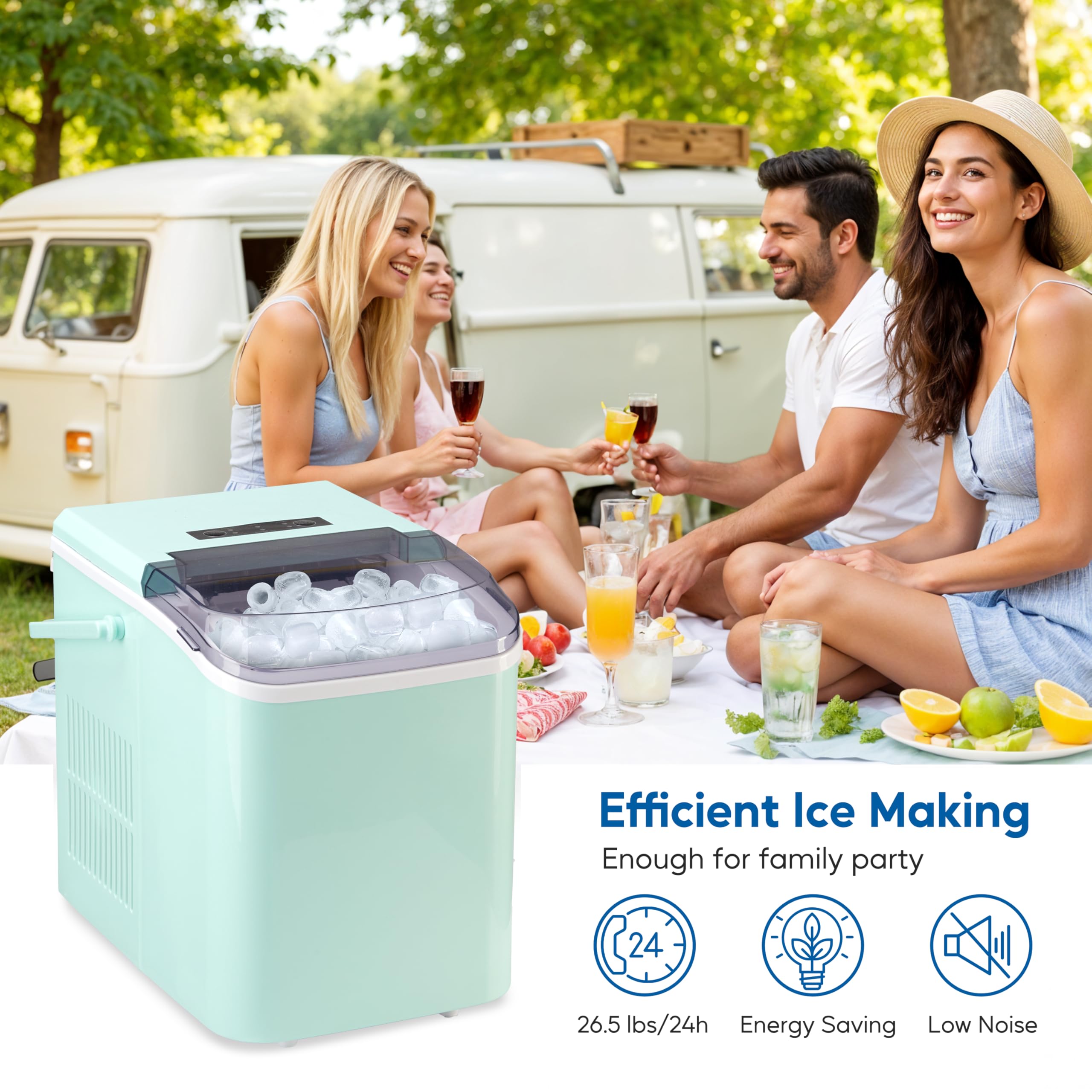 Foto 8 pulgar | Máquina De Hielo Healsmart Countertop Fast  26 5 Libras/24 Horas  Verde - Venta Internacional.