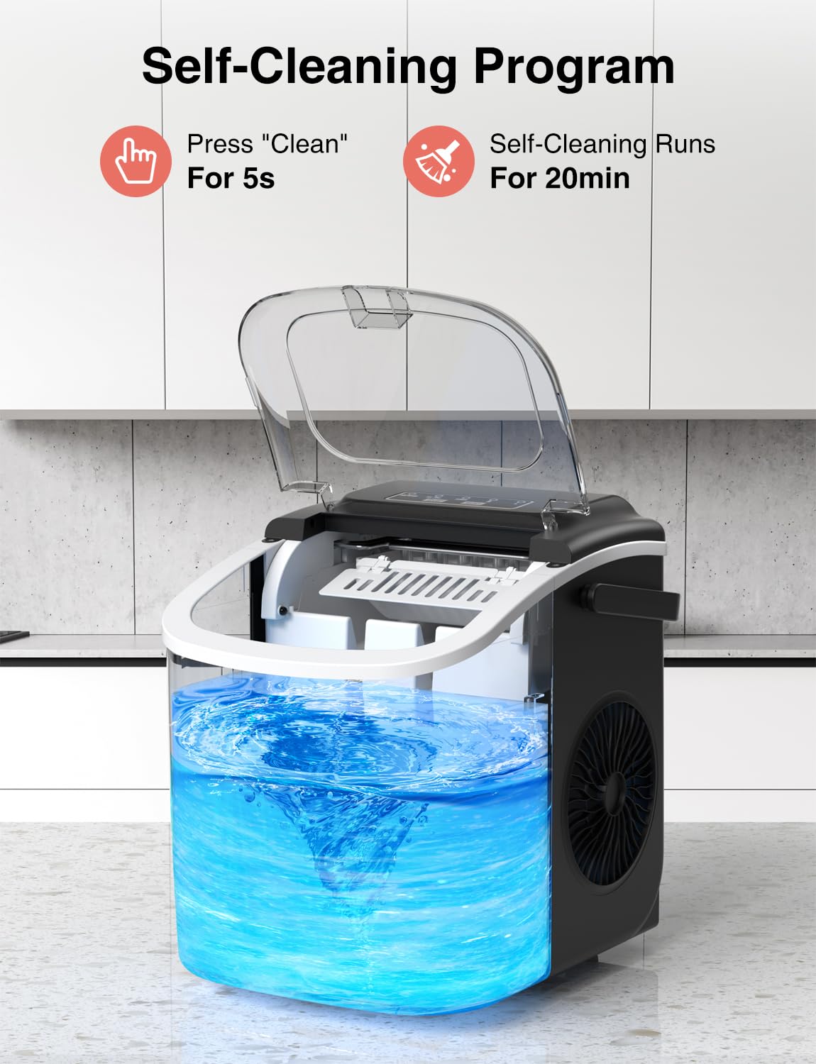 Foto 4 | Máquina De Hielo Crownful Para Encimera Con Asa  Autolimpiante  26 Libras