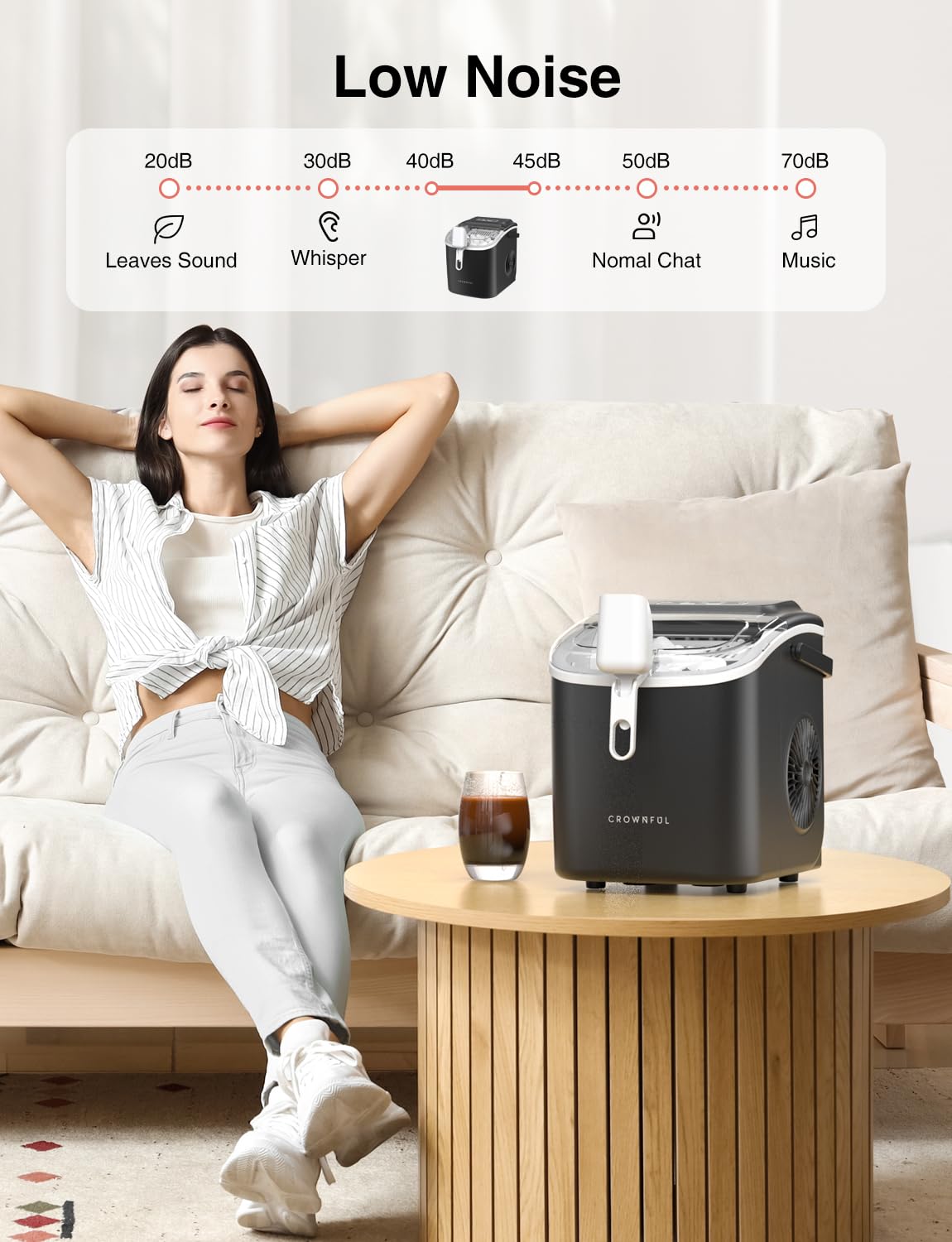 Foto 7 | Máquina De Hielo Crownful Para Encimera Con Asa  Autolimpiante  26 Libras
