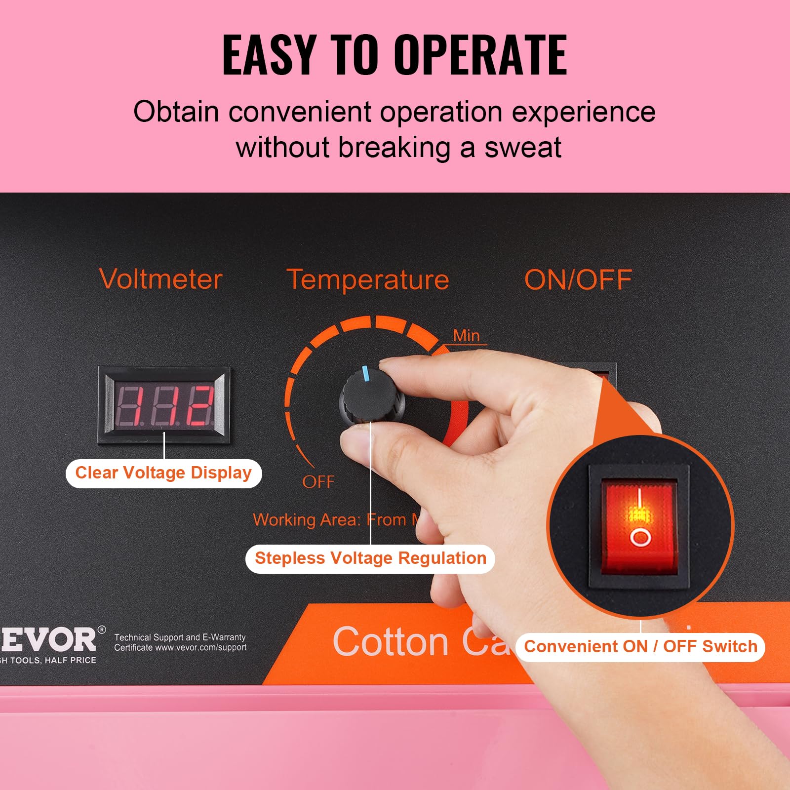 Foto 3 | Máquina De Algodón De Azúcar Vevor Commercial 1000w Eléctrica Rosa - Venta Internacional.