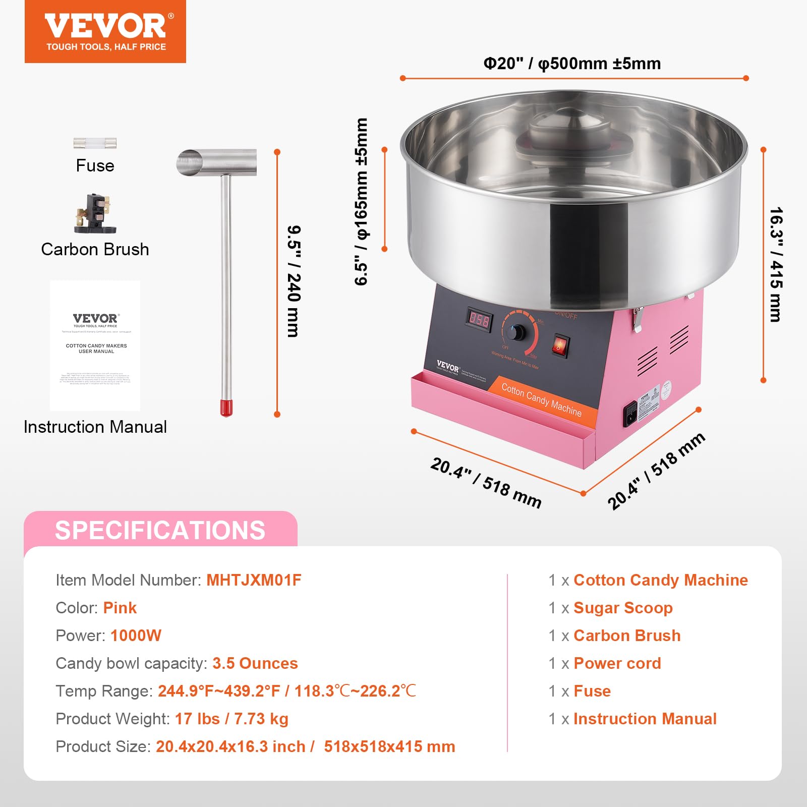 Foto 8 pulgar | Máquina De Algodón De Azúcar Vevor Commercial 1000w Eléctrica Rosa - Venta Internacional.