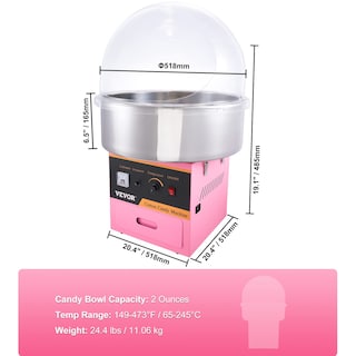 Foto 7 | Máquina De Algodón De Azúcar Vevor Electric 1000w Commercial Rosa - Venta Internacional.