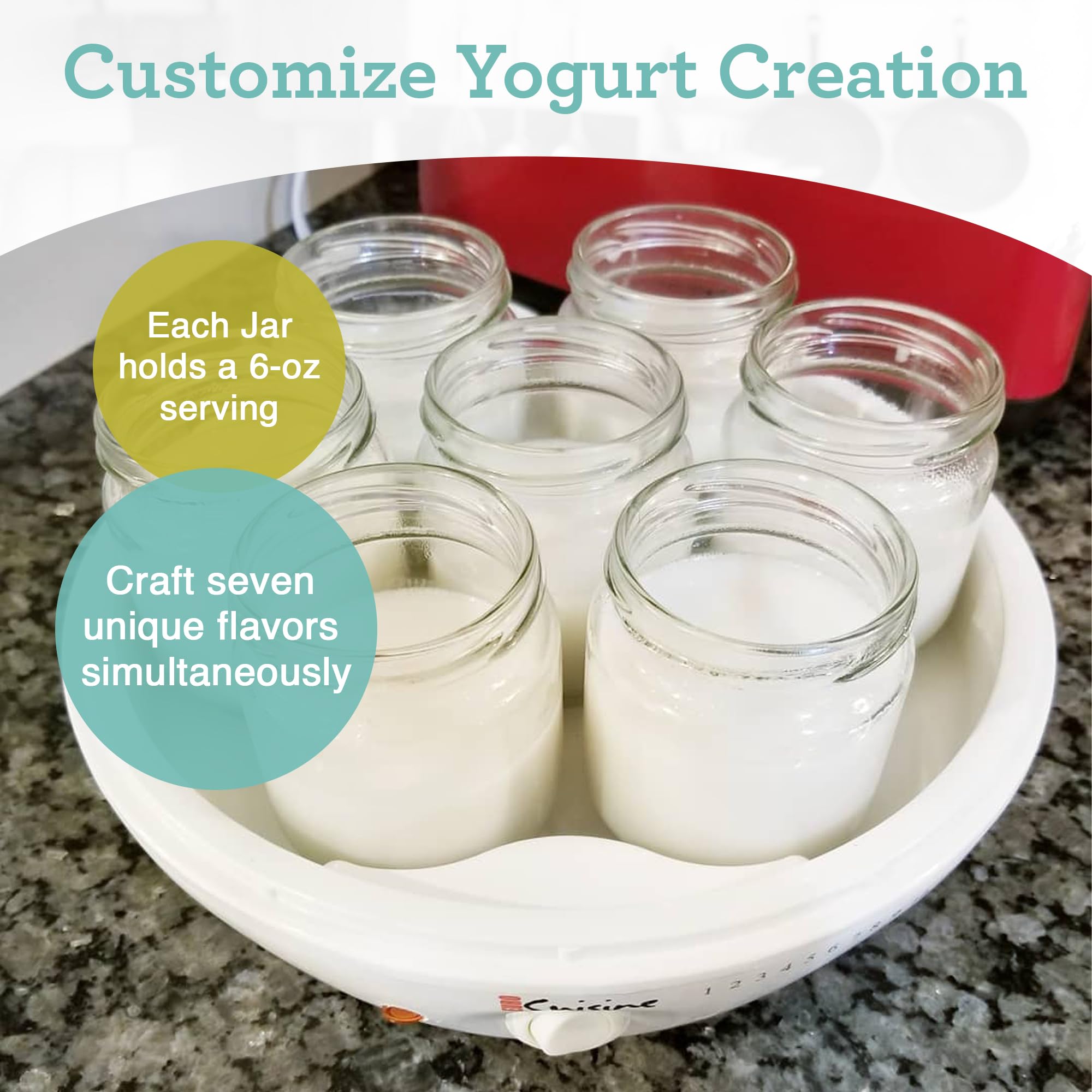 Foto 4 pulgar | Set De 8 Tarros De Cristal Para Máquina De Yogur Euro Cuisine - Venta Internacional.