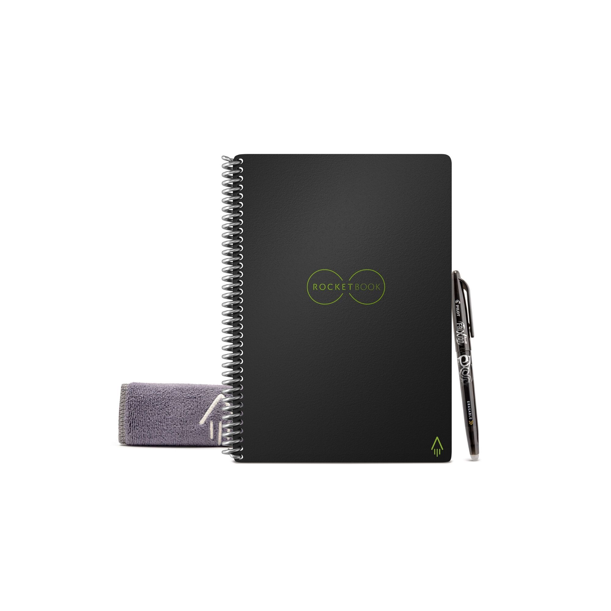 Cuaderno Inteligente Rocketbook Core Ejecutivo color Negro Patrón de Cuadrícula Reutilizable