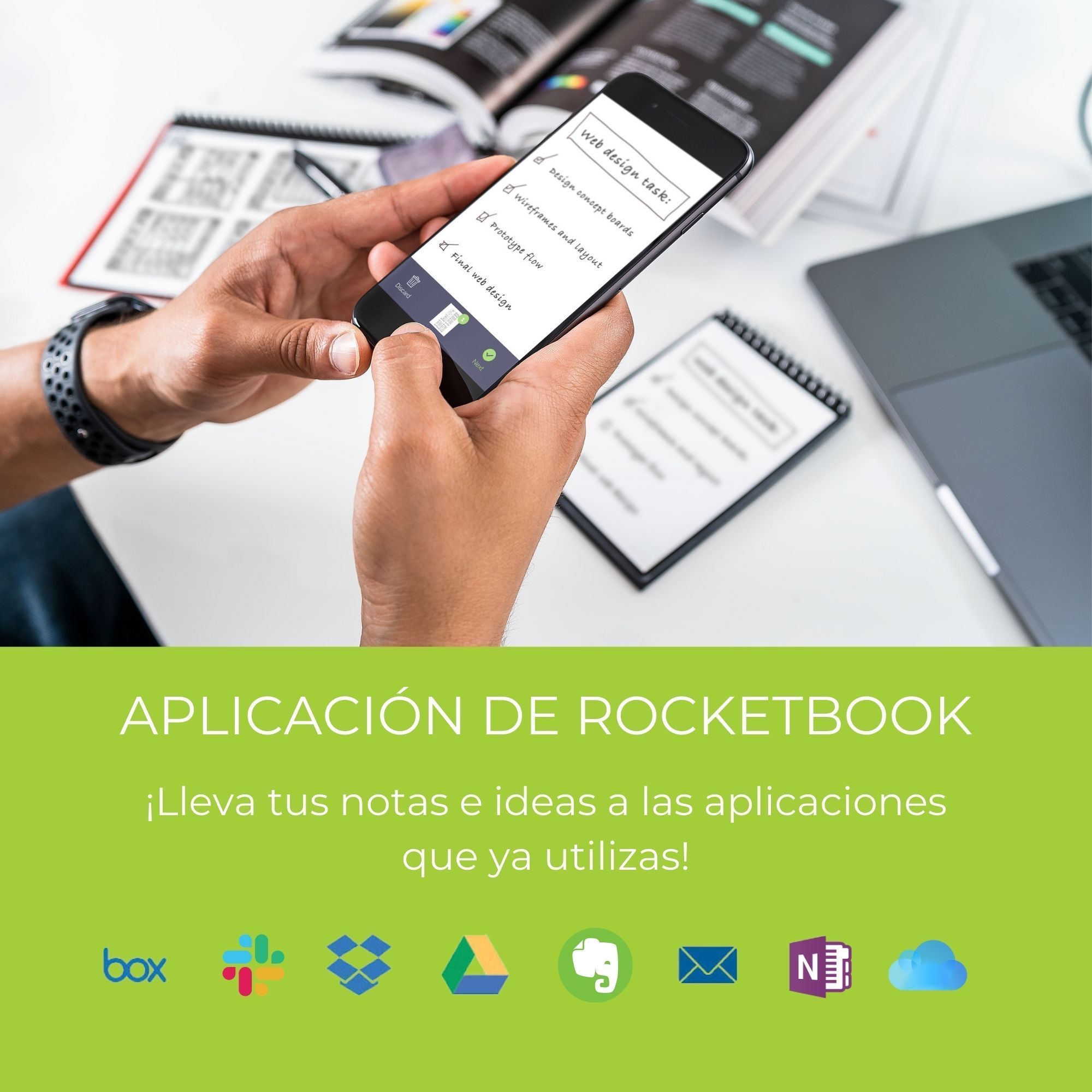 Foto 3 pulgar | Cuaderno Inteligente Rocketbook Mini color Azul Turqueza Patrón de Cuadrícula Reutilizable