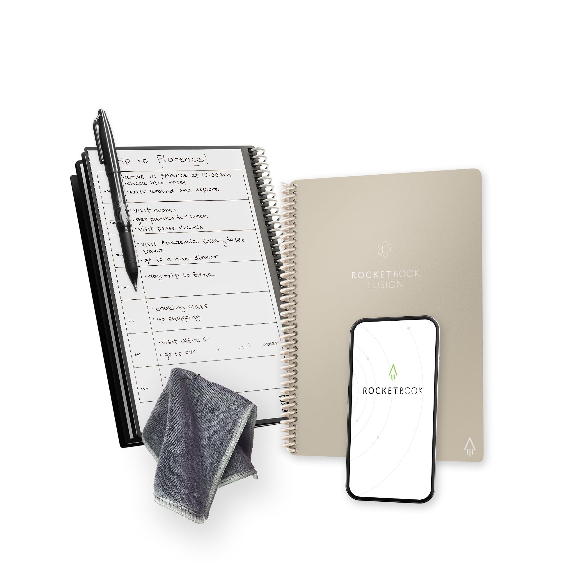 Planificador De Productividad Rocketbook Fusion, Reutilizable, Color Beige - Venta Internacional.