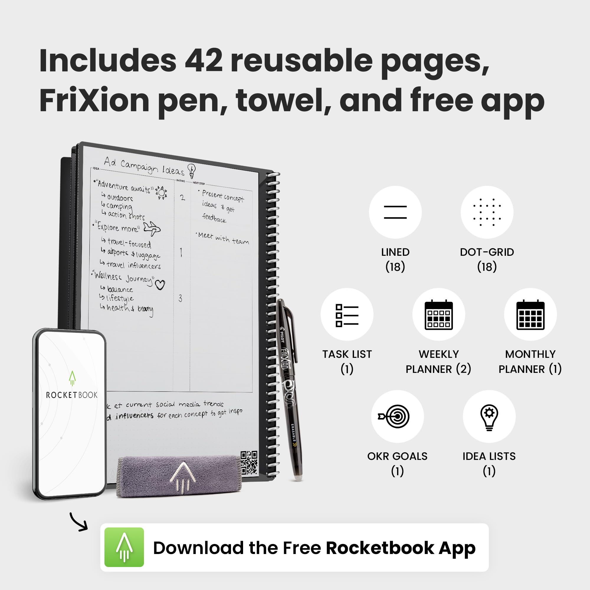 Foto 4 | Planificador De Productividad Rocketbook Fusion, Reutilizable, Color Beige - Venta Internacional.