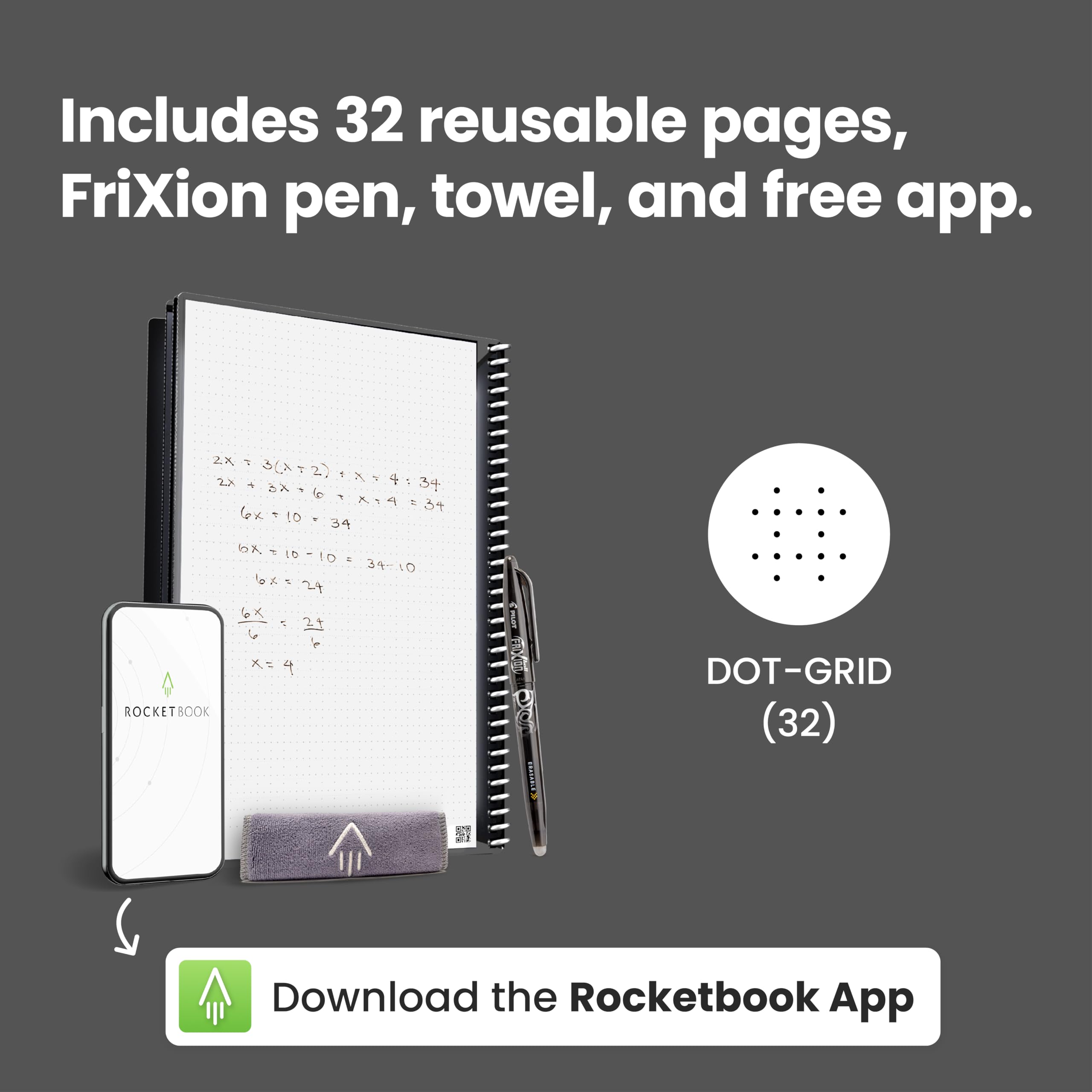 Foto 4 | Cuaderno Rocketbook Core En Espiral Reutilizable A4 Negro - Venta Internacional.