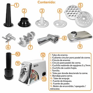Foto 2 | Molino de Carne Eléctrico Sokany SK312 Acero Inoxidable Picador Embutidor 2500W Incluye Accesorios