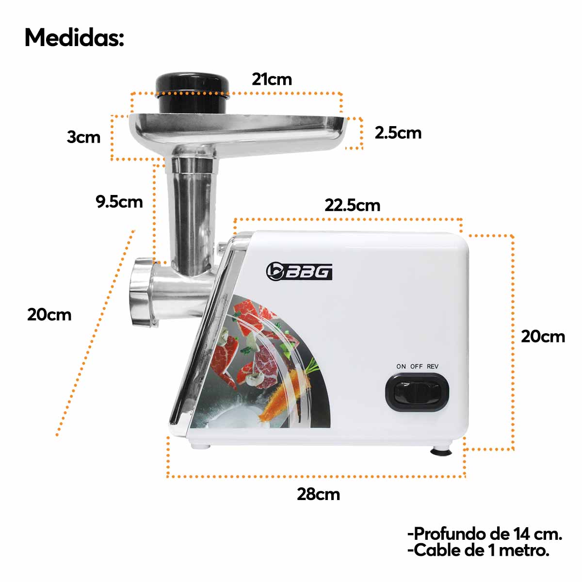 Foto 5 pulgar | Molino de Carne Eléctrico Sokany SK312 Acero Inoxidable Picador Embutidor 2500W Incluye Accesorios