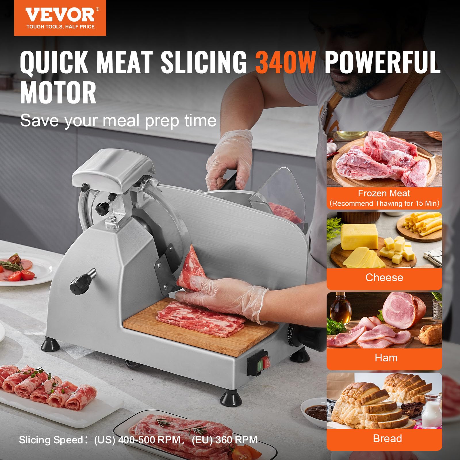 Foto 3 pulgar | Cortadora De Carne Vevor Electric Deli Food Con Hoja De 10 Cm, 340 W - Venta Internacional.