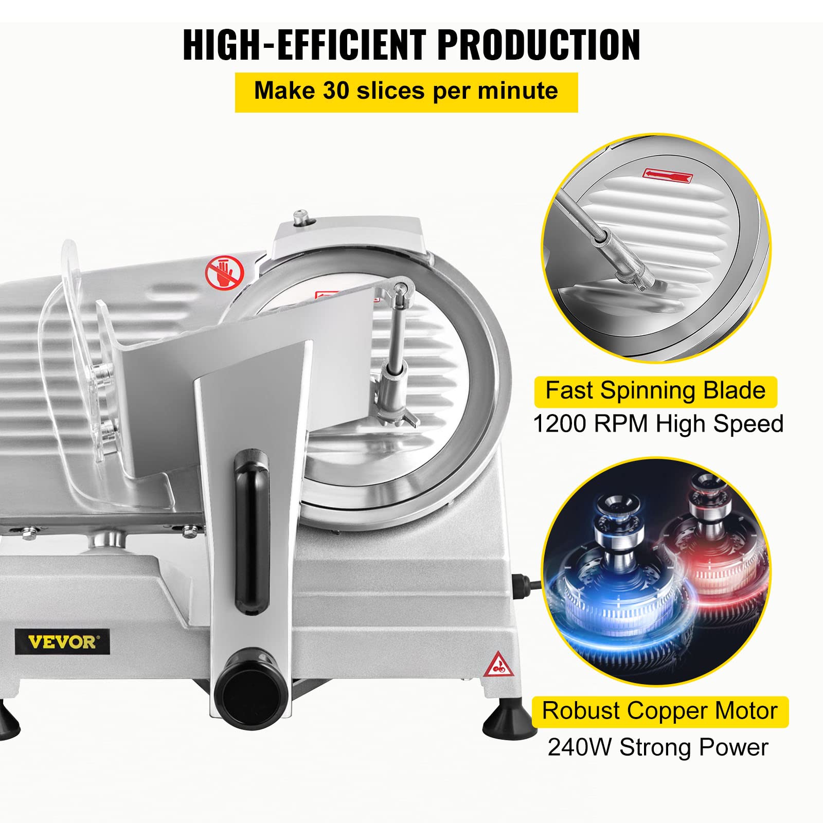 Foto 3 | Cortadora De Carne Vevor Commercial, 200 W, Eléctrica, 0-12 Mm De Grosor - Venta Internacional.