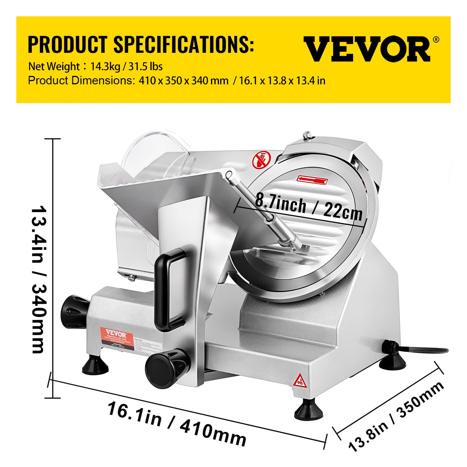 Foto 7 | Cortadora De Carne Vevor Commercial, 200 W, Eléctrica, 0-12 Mm De Grosor - Venta Internacional.
