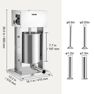 Foto 7 | Embutidora Eléctrica De Salchichas Vevor 10l/22lbs De Acero Inoxidable 304 - Venta Internacional.