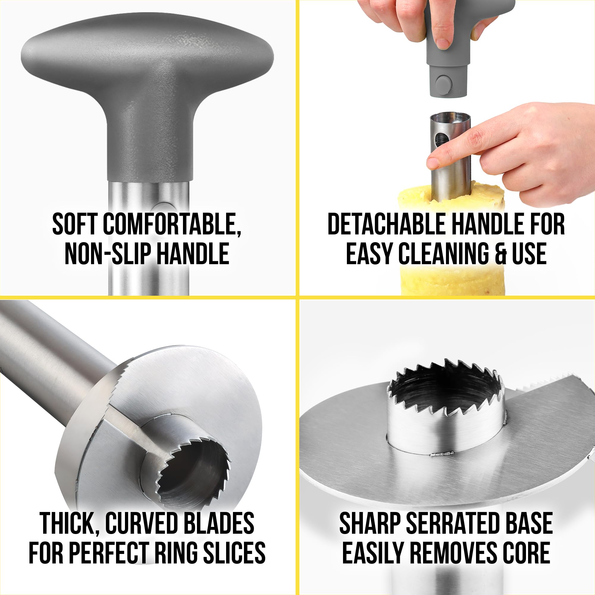 Foto 4 pulgar | Descorazonador Y Rebanador De Piña Zulay Kitchen, Acero Inoxidable, Gris - Venta Internacional.