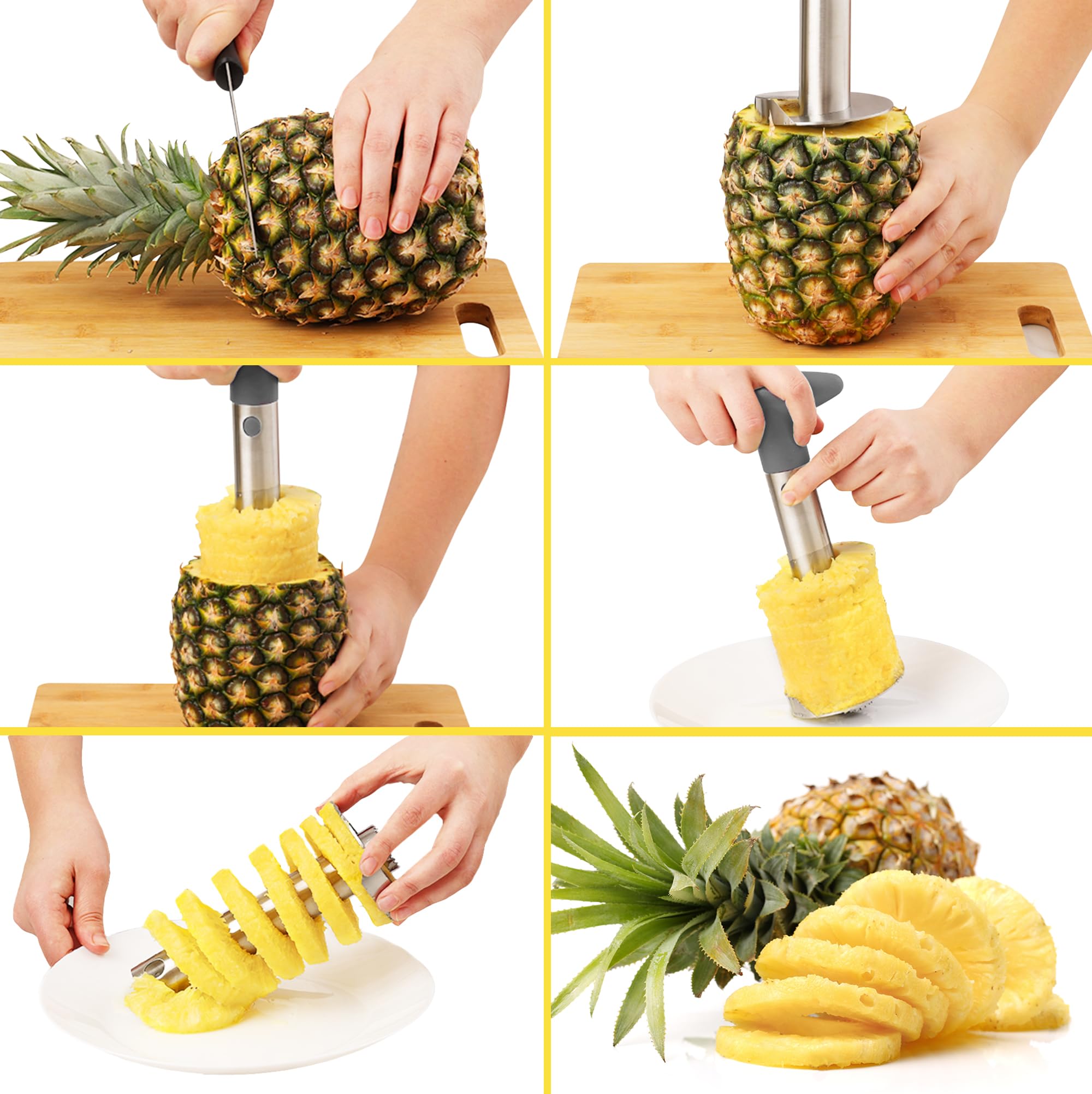 Foto 5 | Descorazonador Y Rebanador De Piña Zulay Kitchen, Acero Inoxidable, Gris - Venta Internacional.