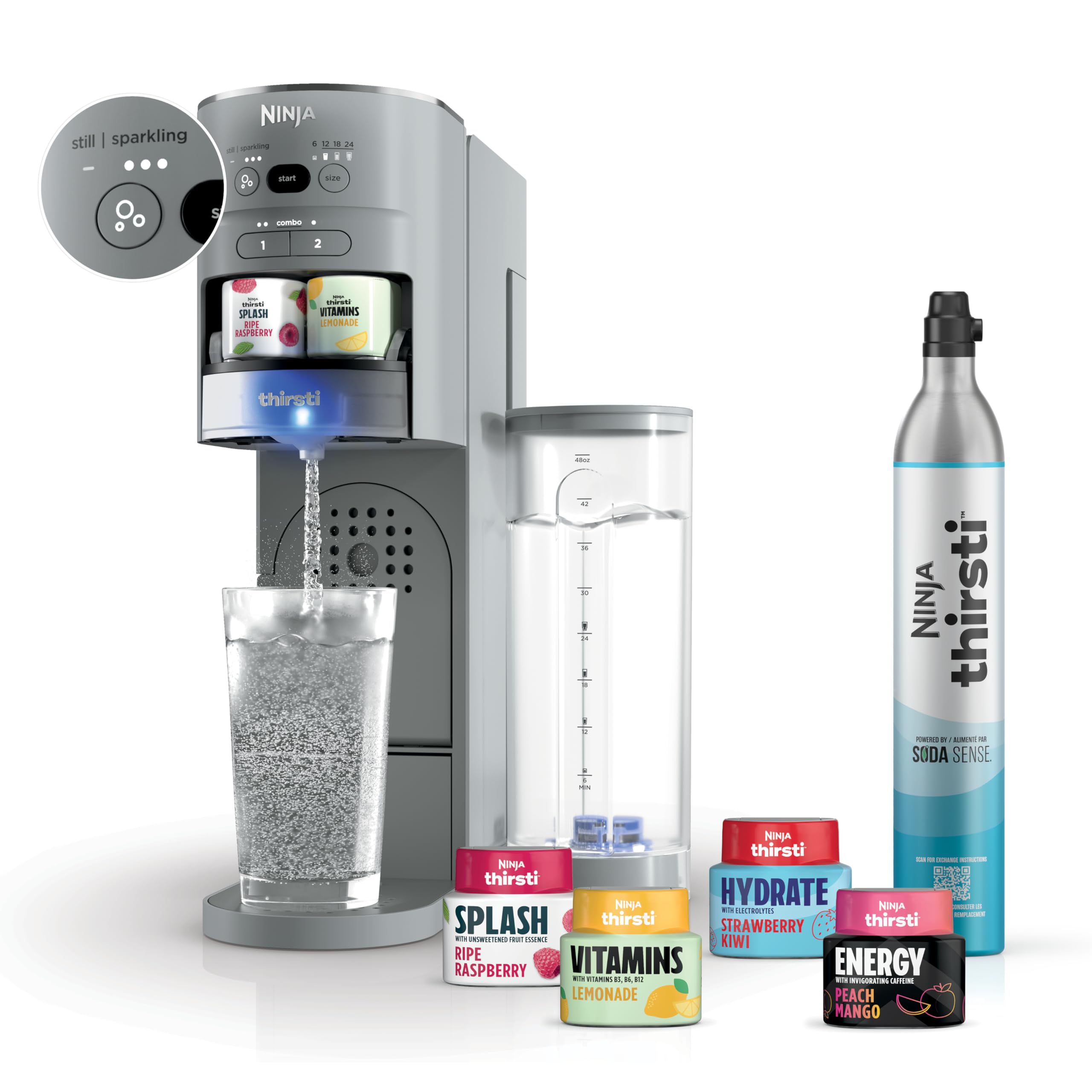 Foto 2 pulgar | Máquina para Hacer Refrescos Ninja Thirsti De Drink System con Cilindro De Co2 De 60 L Gris - Venta Internacional