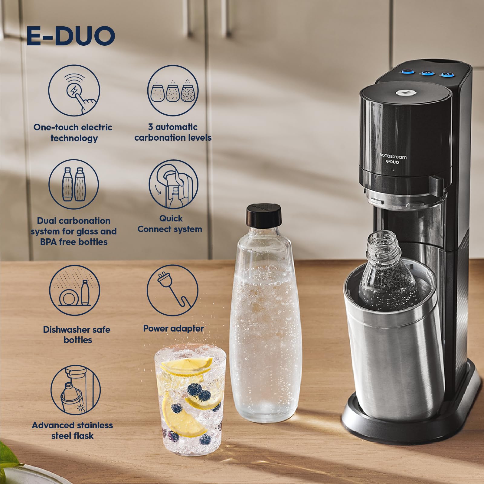 Foto 4 pulgar | Máquina De Agua Con Gas Sodastream E-duo Negra Con Co2 60l - Venta Internacional.