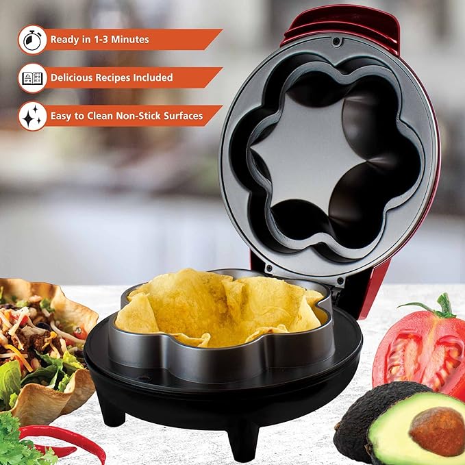 Foto 4 pulgar | Máquina de Cuenco para Tacos Brentwood TS-257R Rojo 750 Vatios