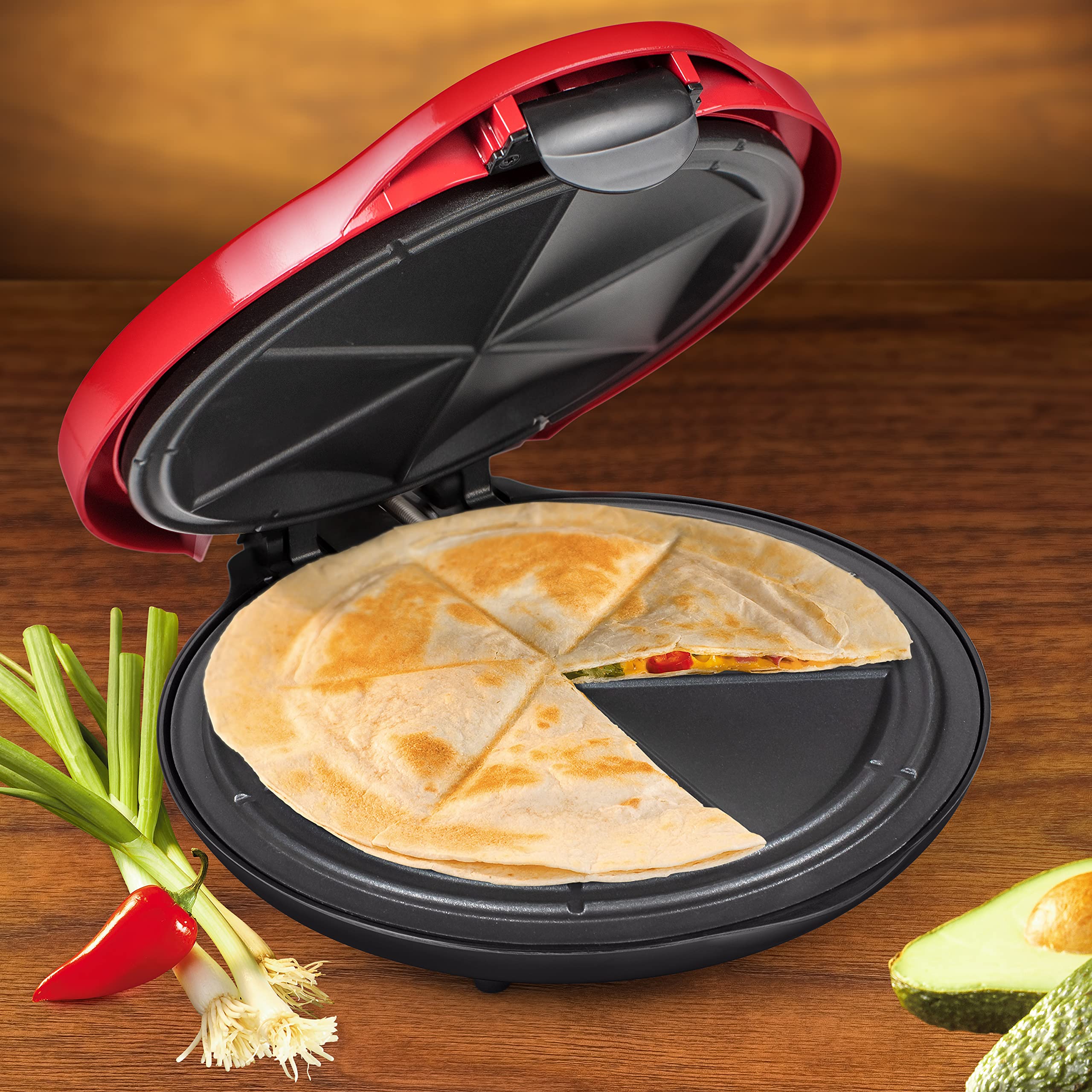 Foto 3 pulgar | Máquina para Hacer Quesadillas Nostalgia Taco Tuesday Deluxe 25 cm Roja - Venta Internacional